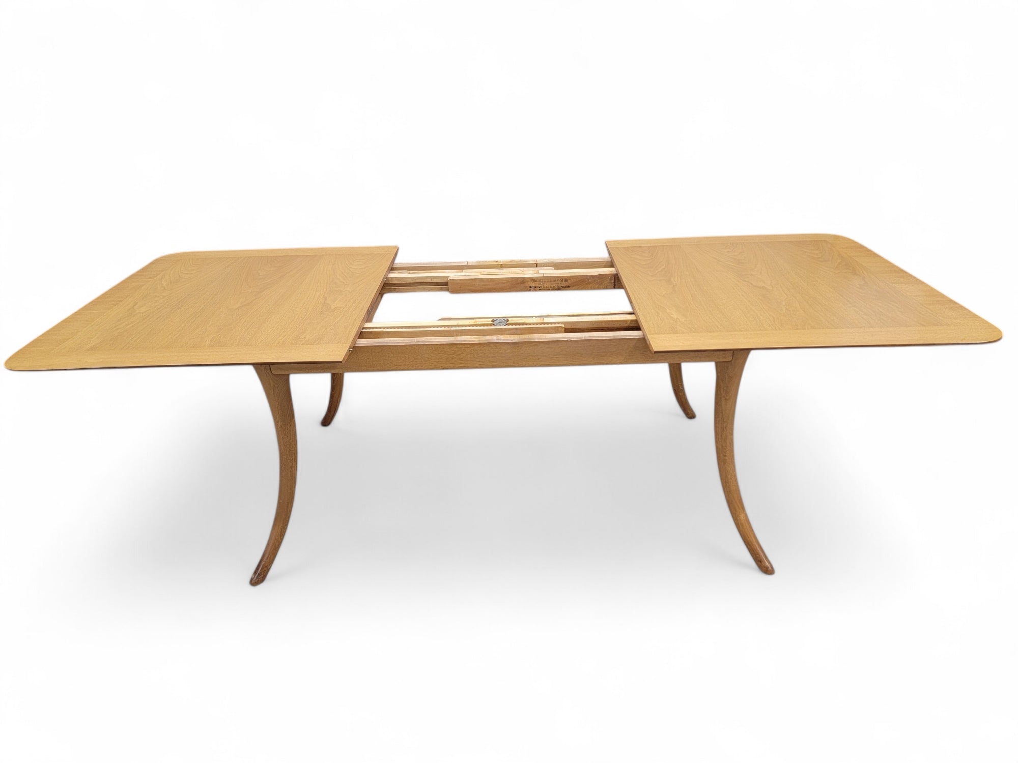 Mid Century Modern T.H. Robsjohn-Gibbings For Widdicomb Klismos Style Dining Table with Two Extension Boards and 6 Chairs