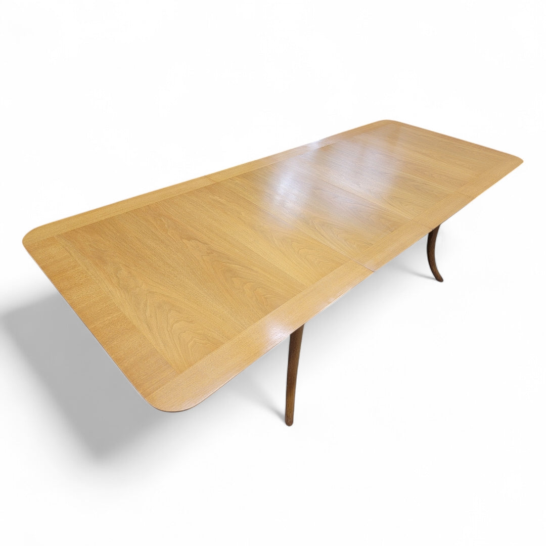 Mid Century Modern T.H. Robsjohn-Gibbings For Widdicomb Klismos Style Dining Table with Two Extension Boards and 6 Chairs