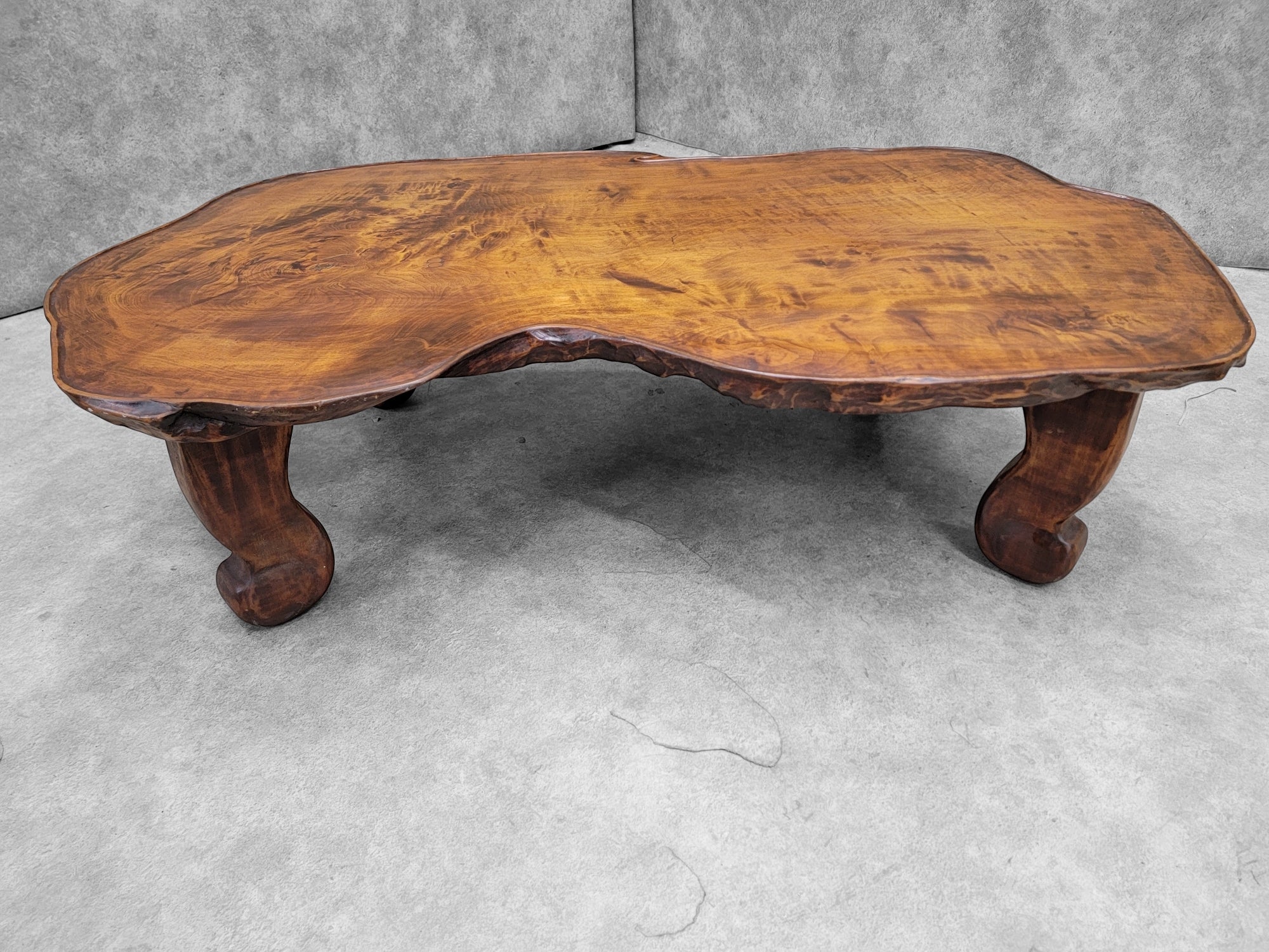 Mid Century Modern Nakashima Style Live Edge Low Profile Rustic Coffee Table