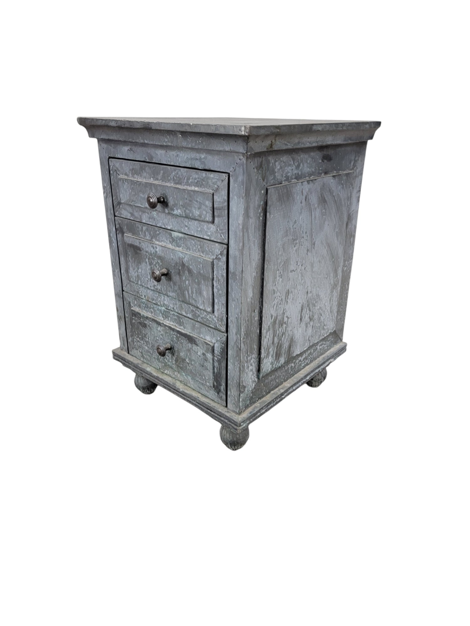 Restoration Hardware Rustic Industrial Zinc Wrapped 3 Drawer Side Chest