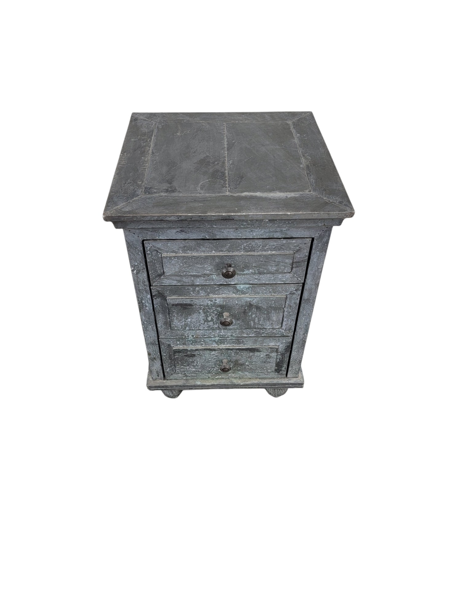 Restoration Hardware Rustic Industrial Zinc Wrapped 3 Drawer Side Chest