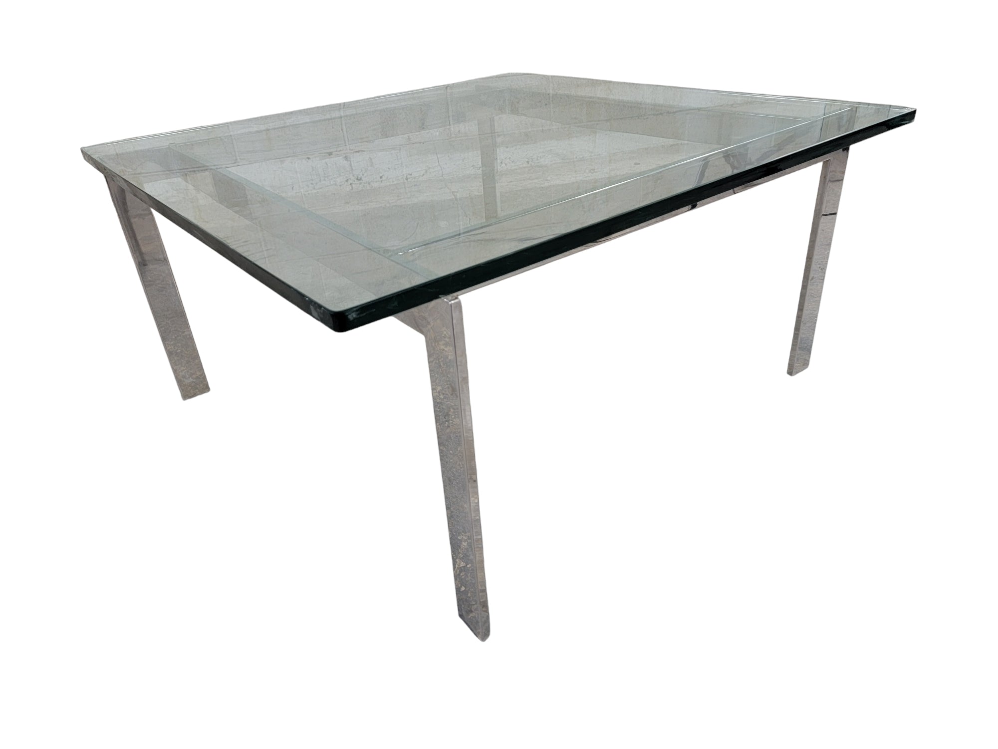 Mid Century Modern Fritz Hansen Style Beveled Glass Top Coffee Table