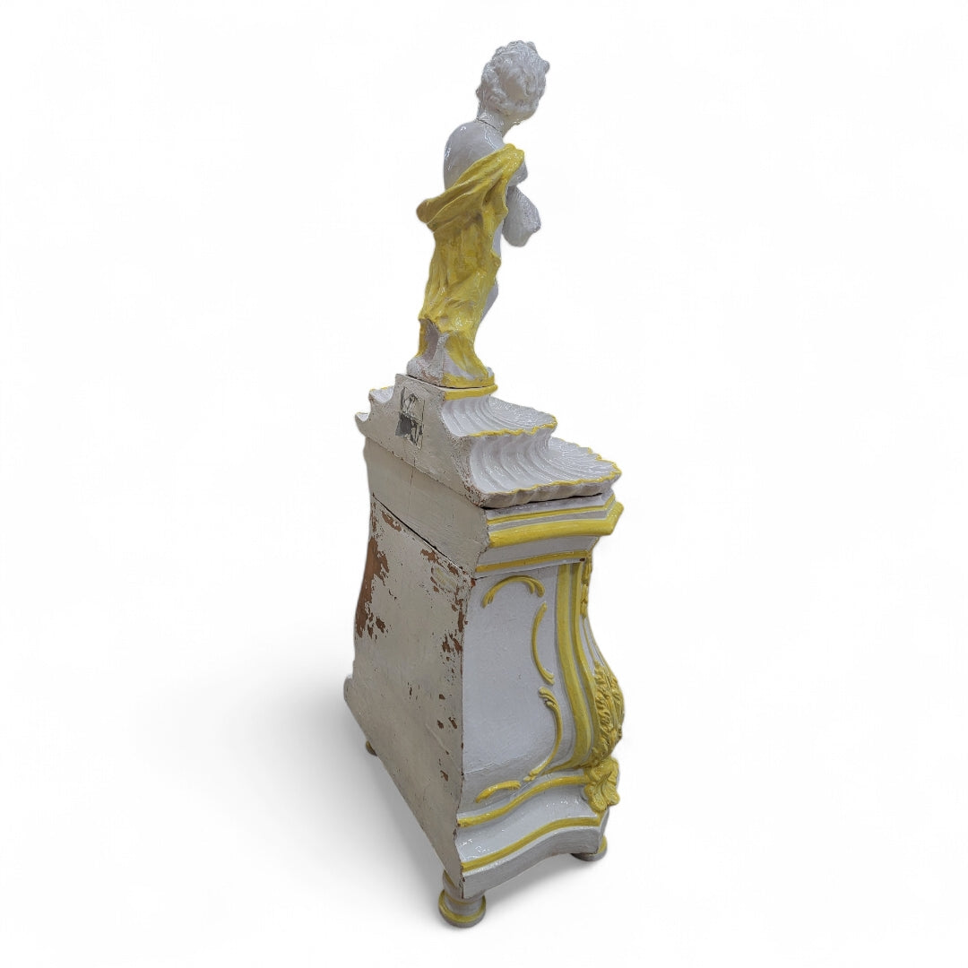 Antique Rococo Style Italian Majolica Glazed Terra Cotta Stove