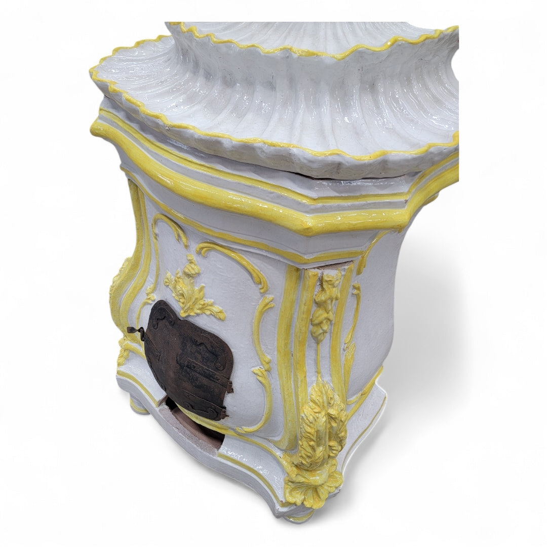 Antique Rococo Style Italian Majolica Glazed Terra Cotta Stove