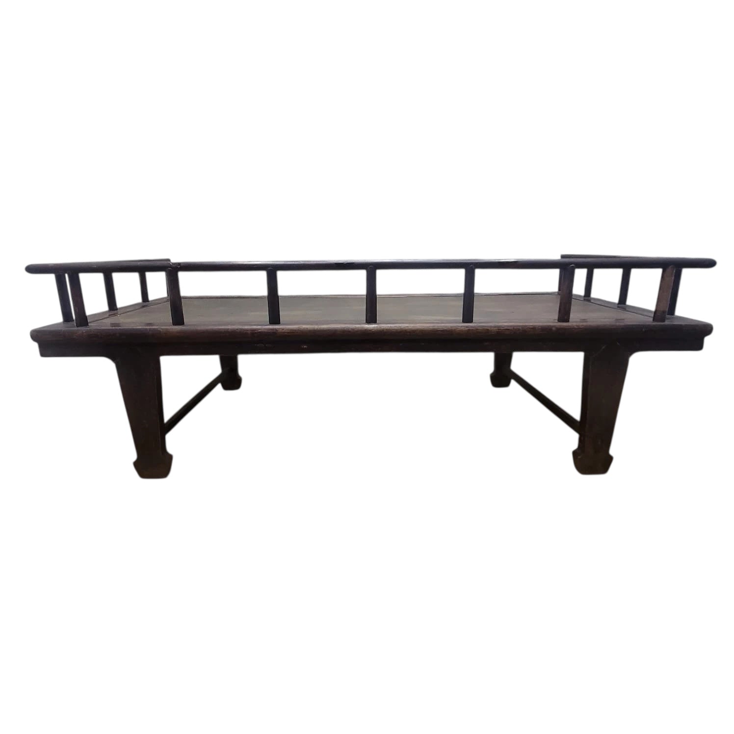 Antique Shanxi Province Elm and Rattan Inlay Opium Bed