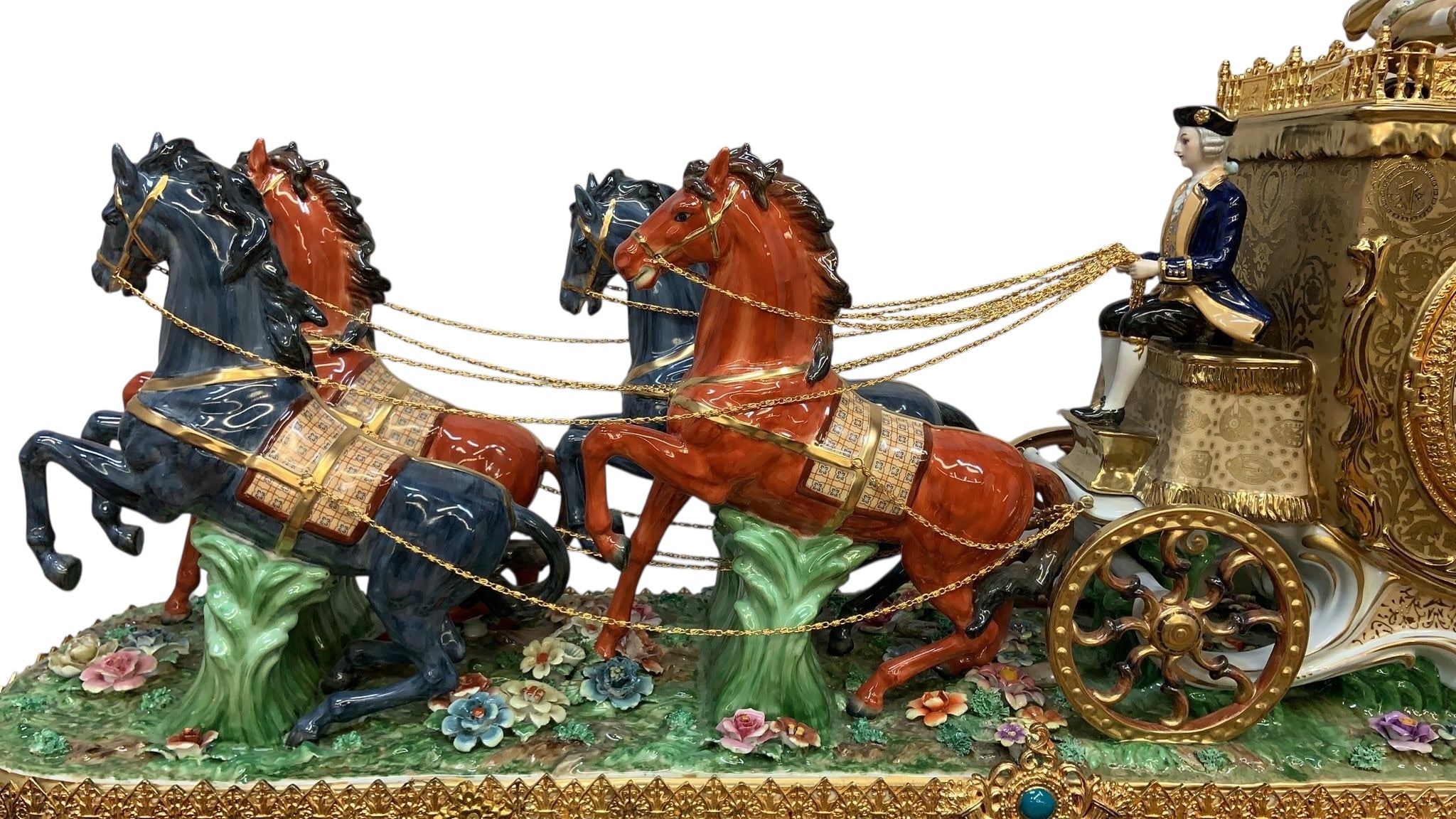 Antique Franz Hermle Monumental Capodimonte Style Vienna Porcelain Sculpted Mantel Clock/Centerpiece