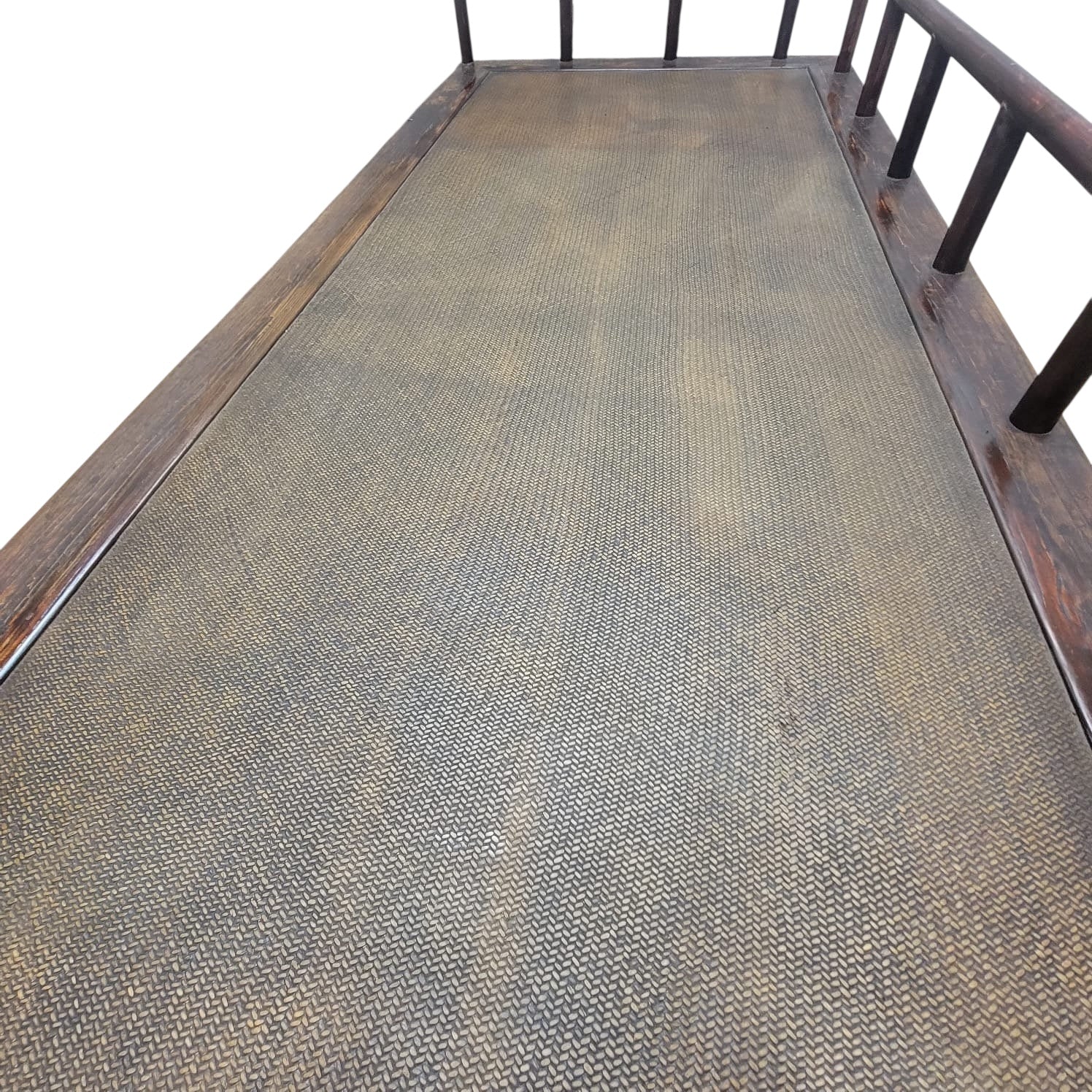 Antique Shanxi Province Elm and Rattan Inlay Opium Bed