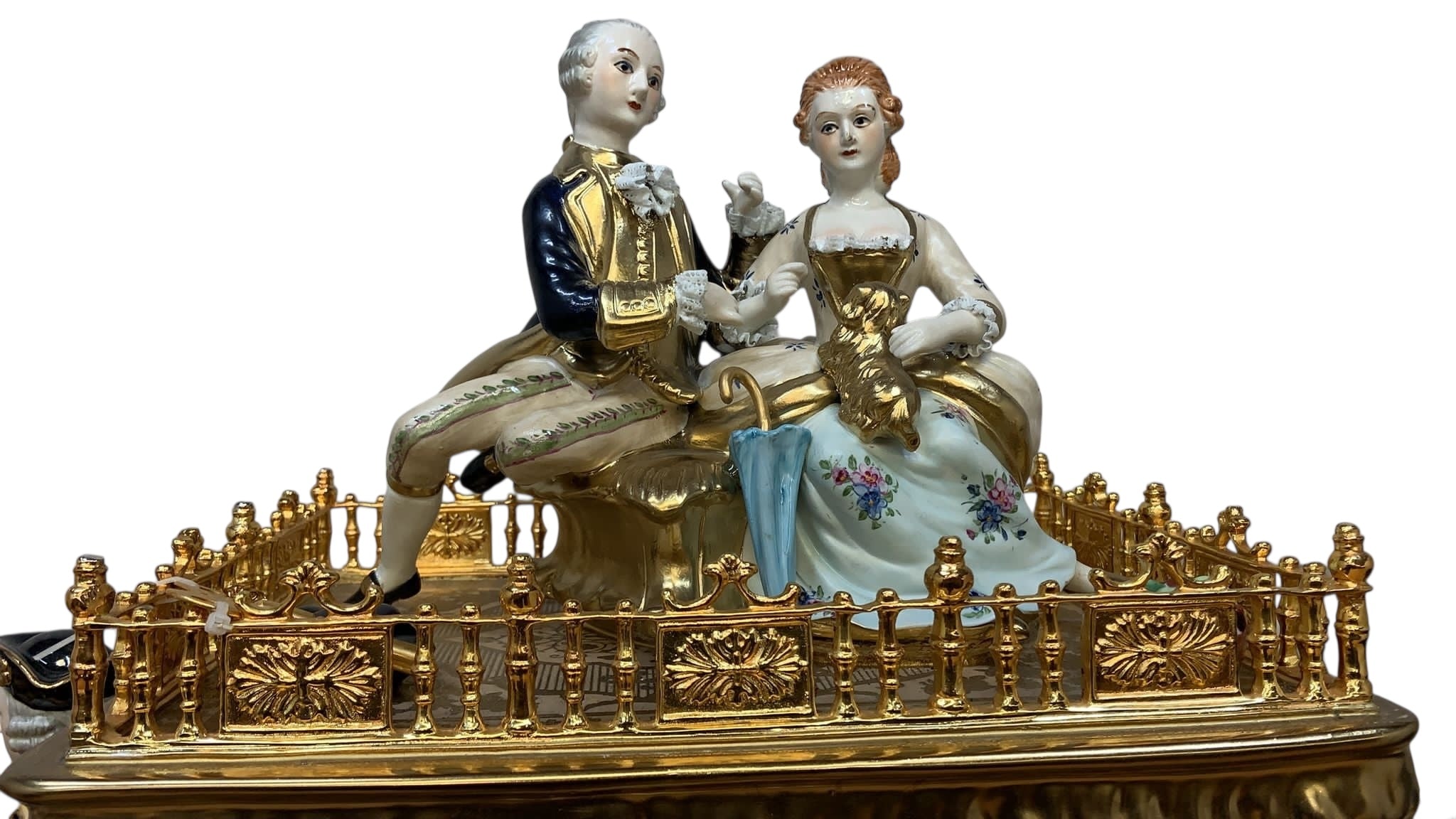 Antique Franz Hermle Monumental Capodimonte Style Vienna Porcelain Sculpted Mantel Clock/Centerpiece