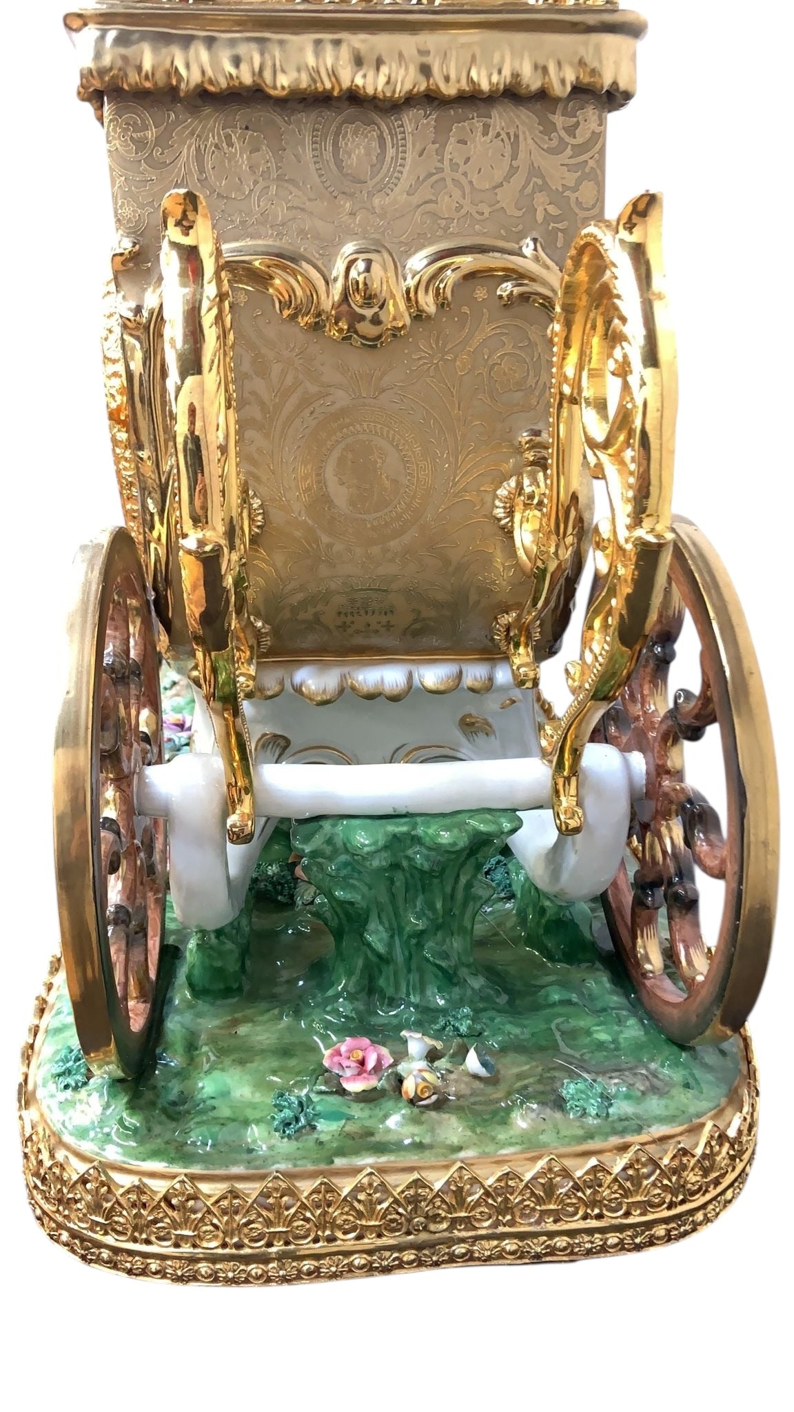 Antique Franz Hermle Monumental Capodimonte Style Vienna Porcelain Sculpted Mantel Clock/Centerpiece