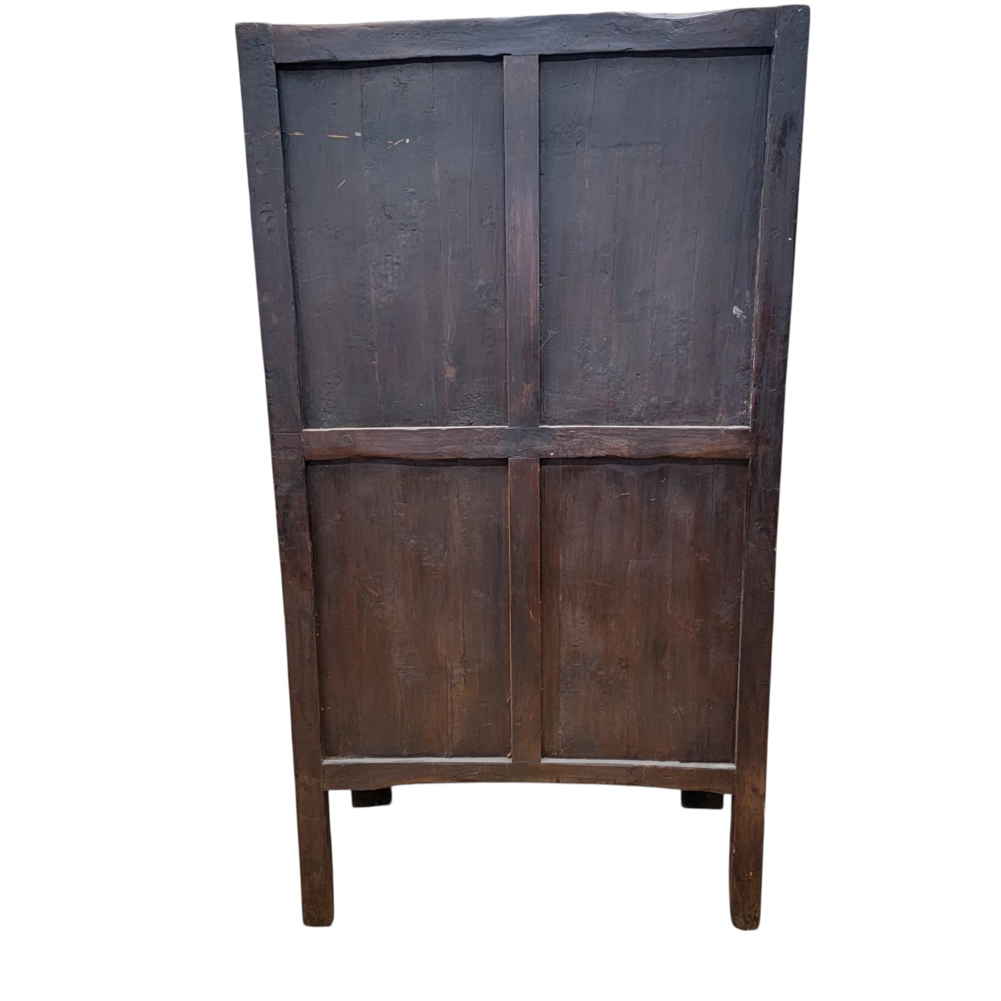 Antique Shanxi Province Elm Cabinet with Carved Apron