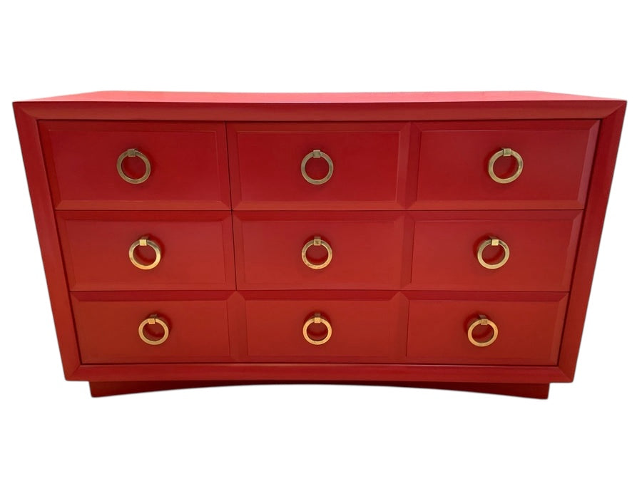 Mid Century Modern Red Dresser by John Widdicomb