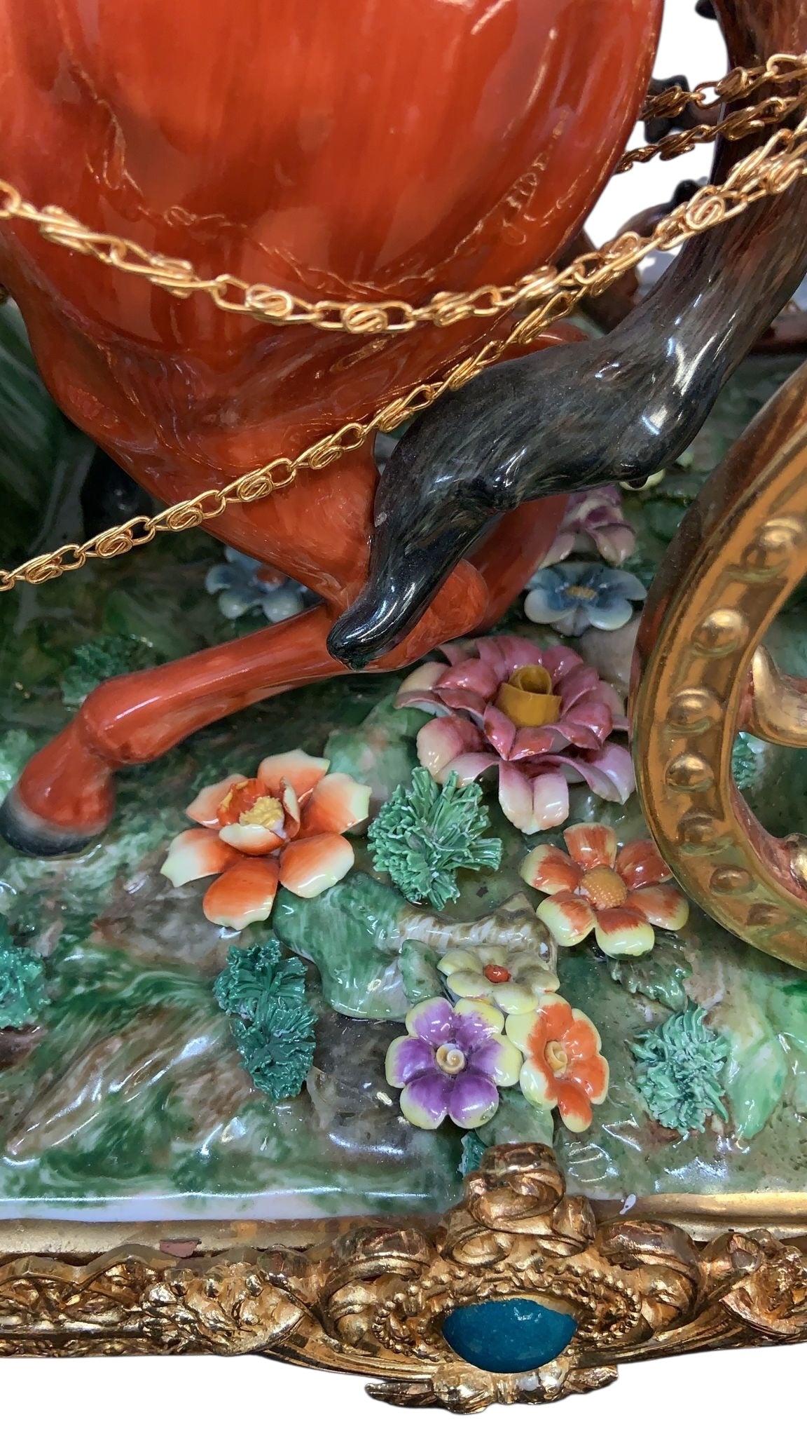 Antique Franz Hermle Monumental Capodimonte Style Vienna Porcelain Sculpted Mantel Clock/Centerpiece