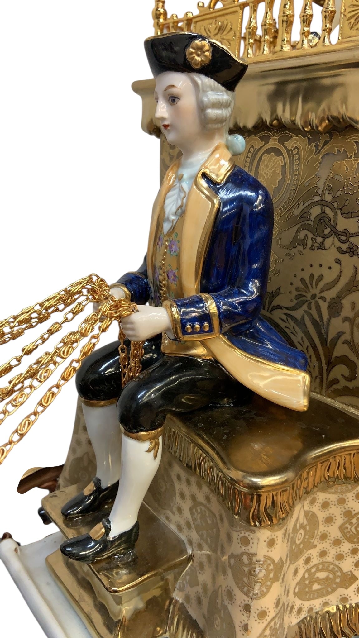 Antique Franz Hermle Monumental Capodimonte Style Vienna Porcelain Sculpted Mantel Clock/Centerpiece