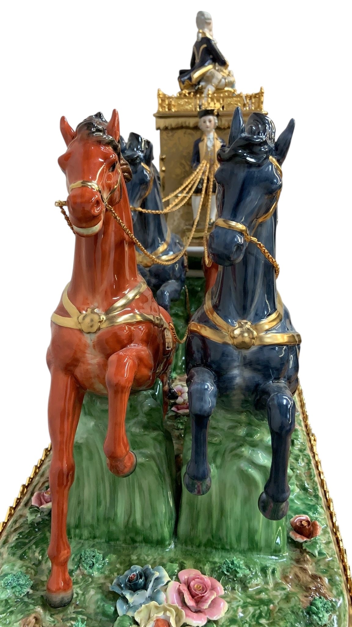 Antique Franz Hermle Monumental Capodimonte Style Vienna Porcelain Sculpted Mantel Clock/Centerpiece