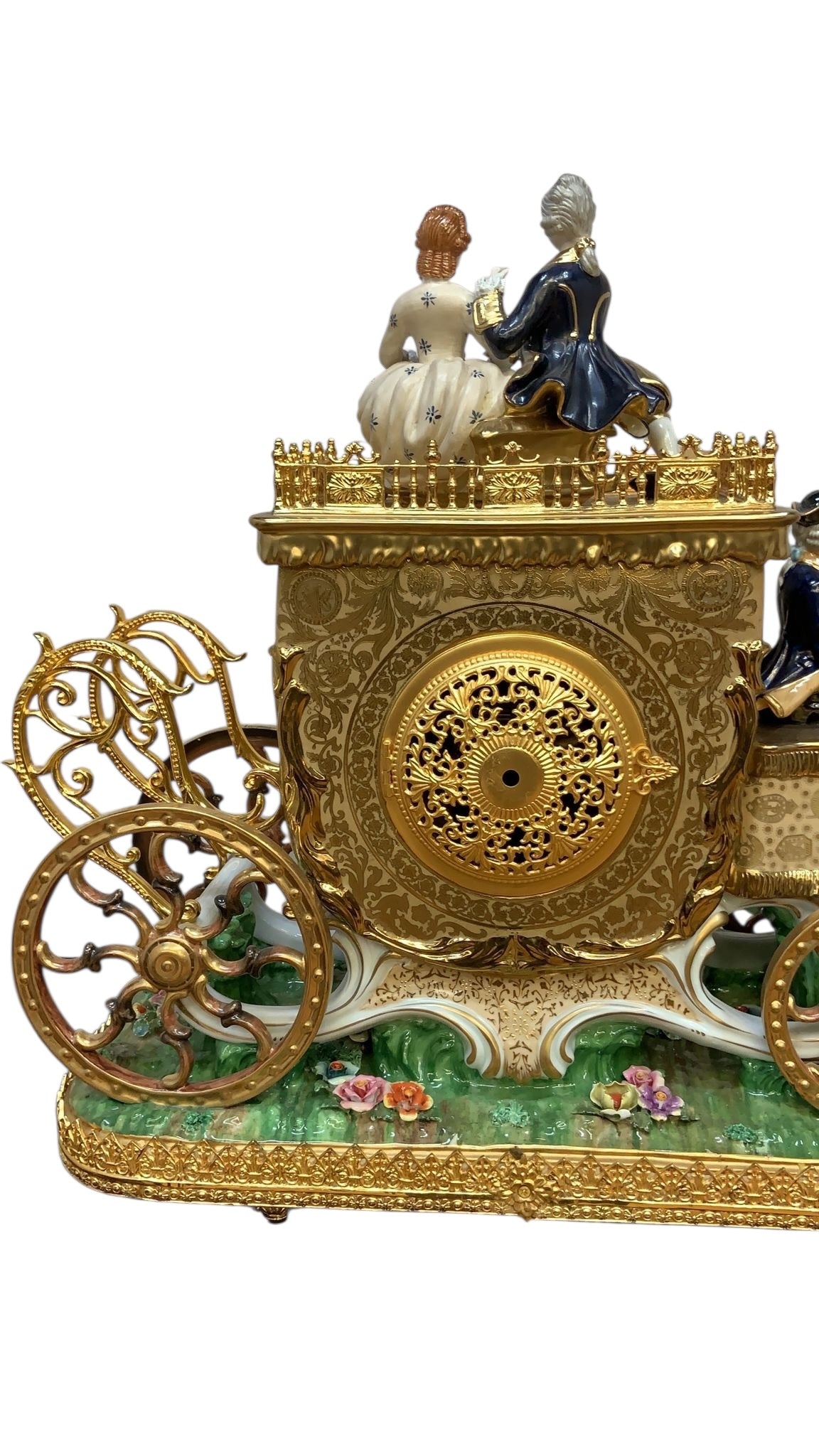 Antique Franz Hermle Monumental Capodimonte Style Vienna Porcelain Sculpted Mantel Clock/Centerpiece