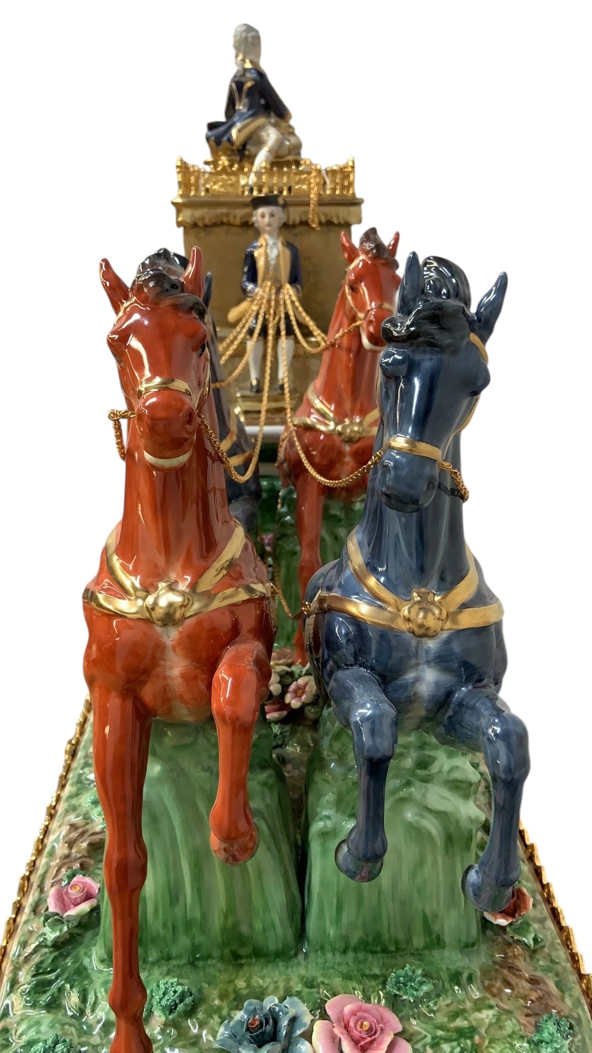 Antique Franz Hermle Monumental Capodimonte Style Vienna Porcelain Sculpted Mantel Clock/Centerpiece