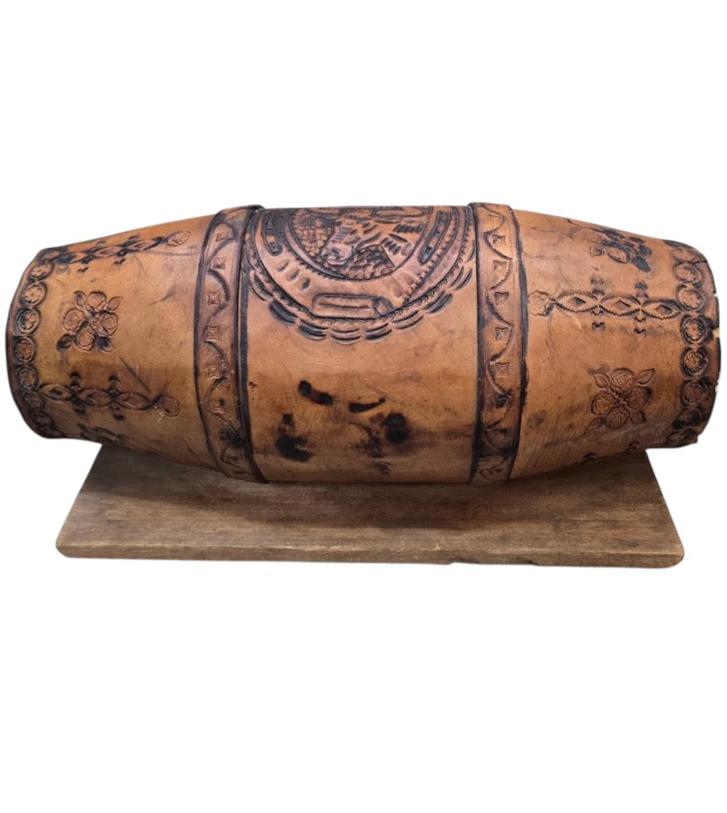 Antique Western Style Mounted Bull Horns on Wooden Base – Early 1900s Frontier Decor