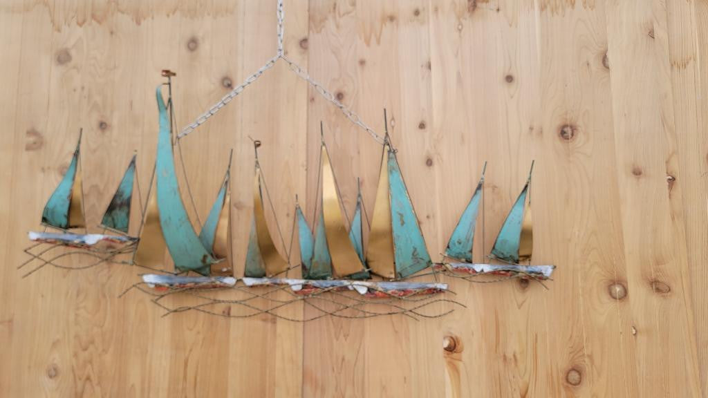 Mid Century Modern Nautical Curtis Jere Sailboat Wall Sculpture
