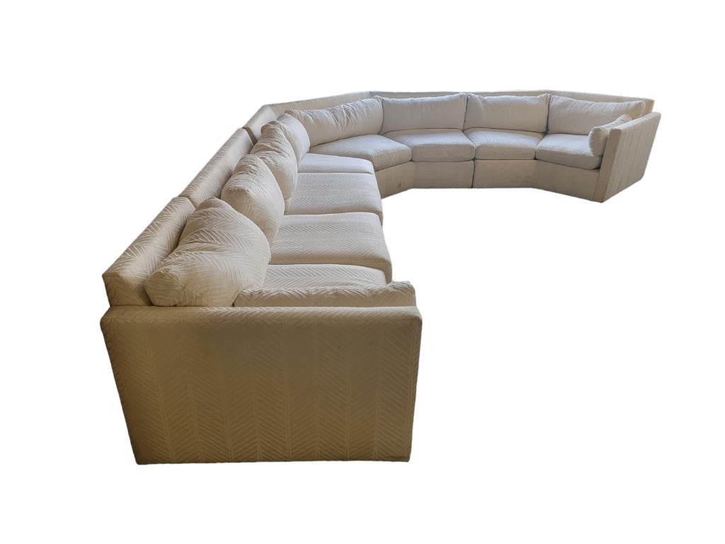 Mid Century Modern Milo Baughman Style Hexagonal Curved Sectional Sofa by Drexel