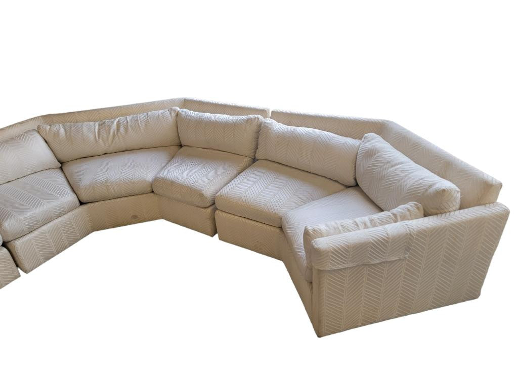Mid Century Modern Milo Baughman Style Hexagonal Curved Sectional Sofa by Drexel