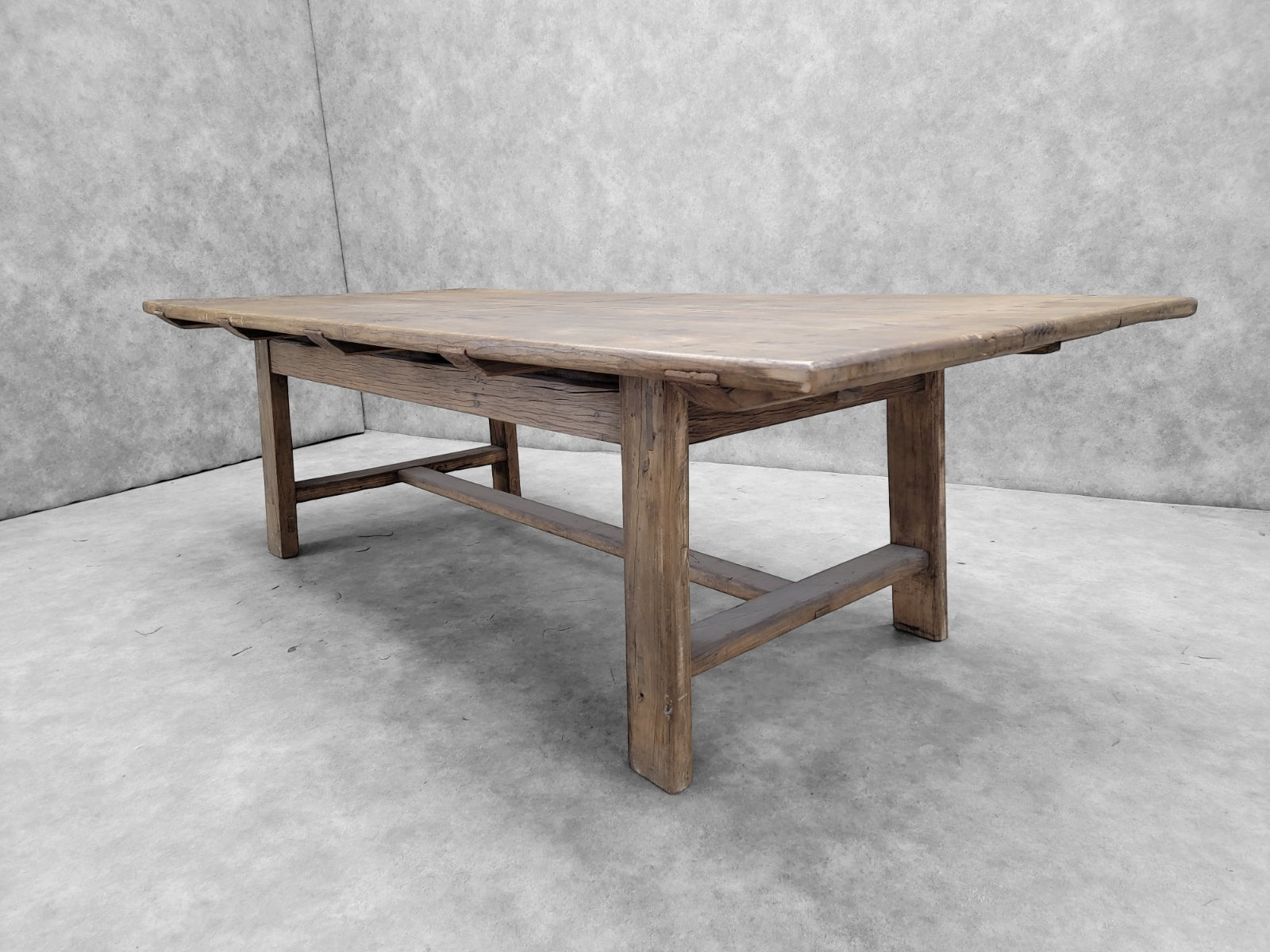 New-Antique Large Rustic Shanxi Provence Natural Patinated Elmwood Farm Work Table