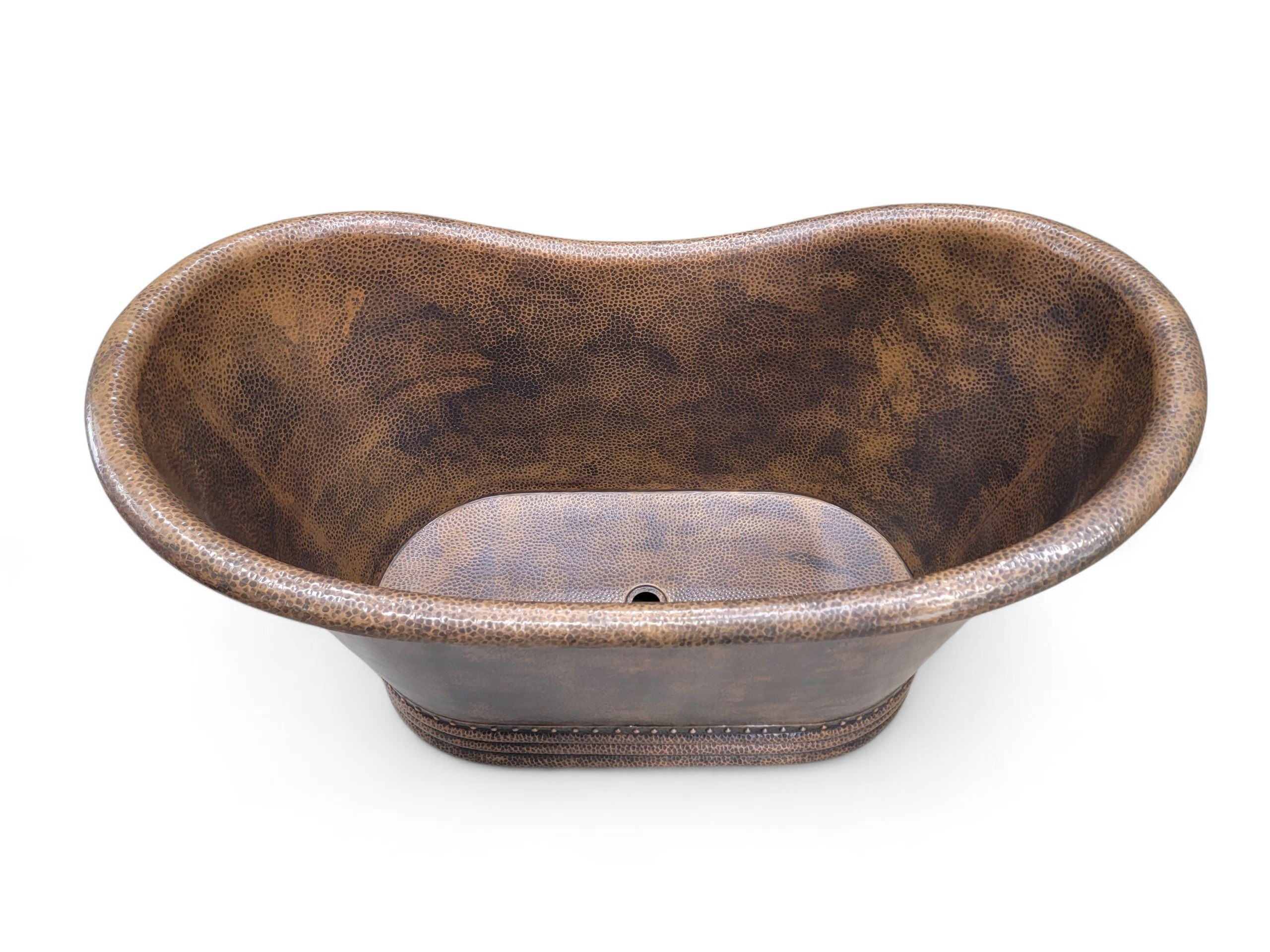 Farmhouse Hammered Copper Free Standing Bath Soaking Tub