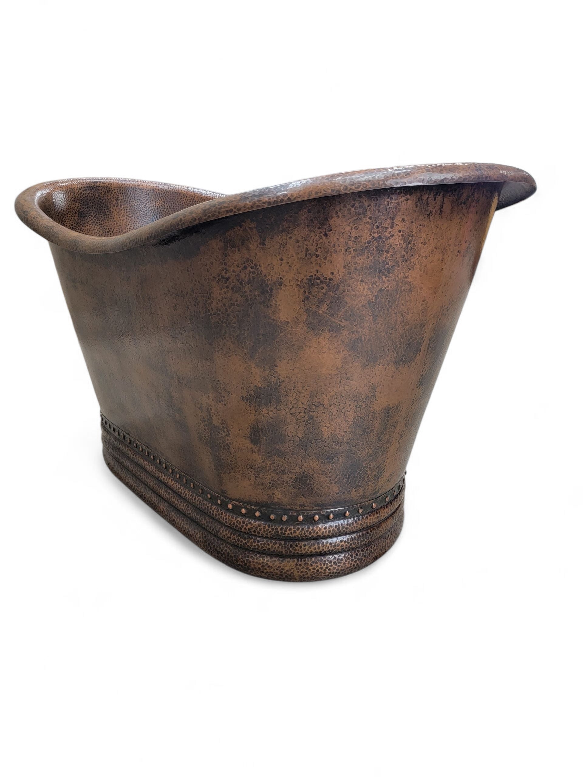 Farmhouse Hammered Copper Free Standing Bath Soaking Tub