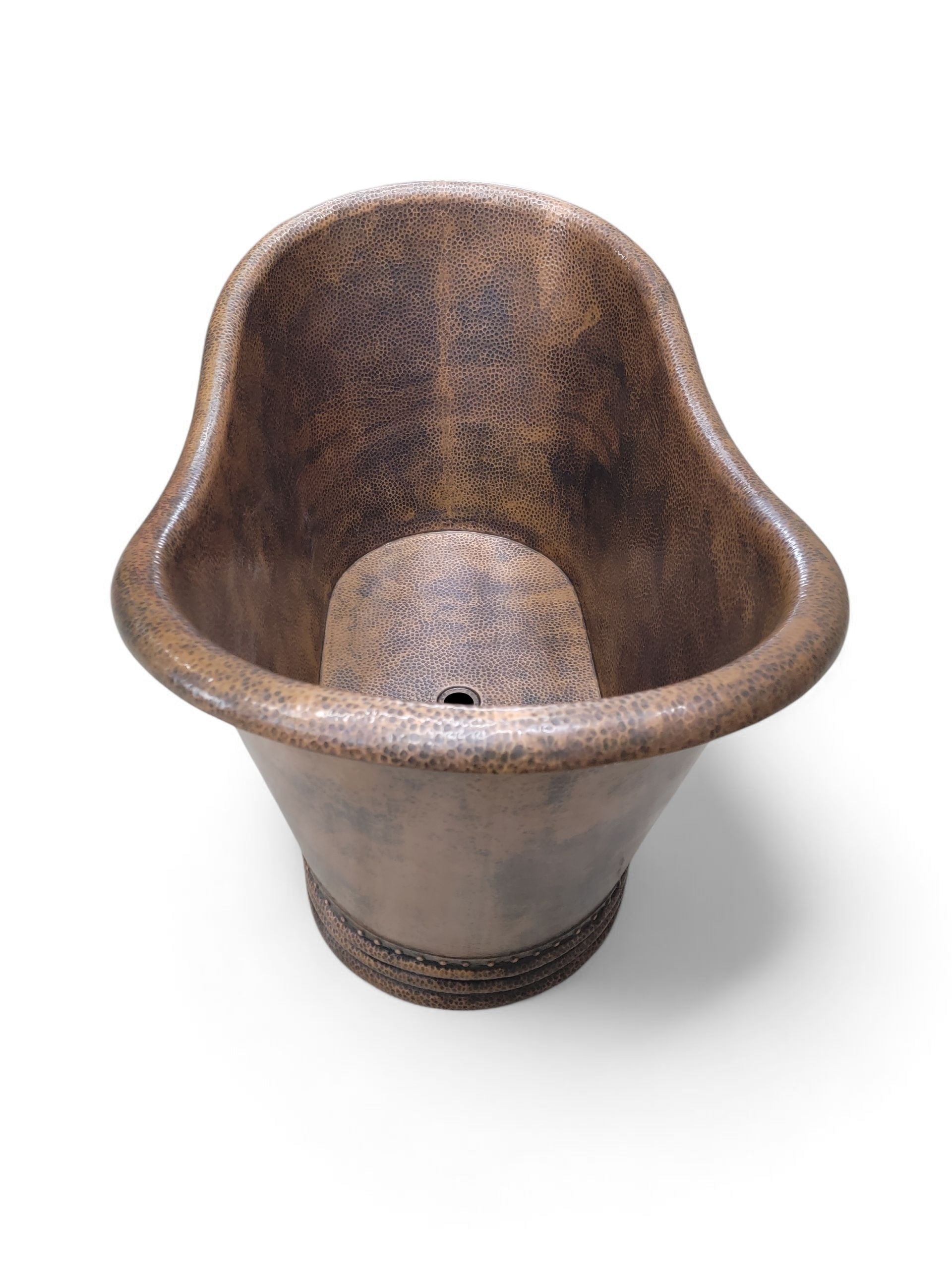 Farmhouse Hammered Copper Free Standing Bath Soaking Tub