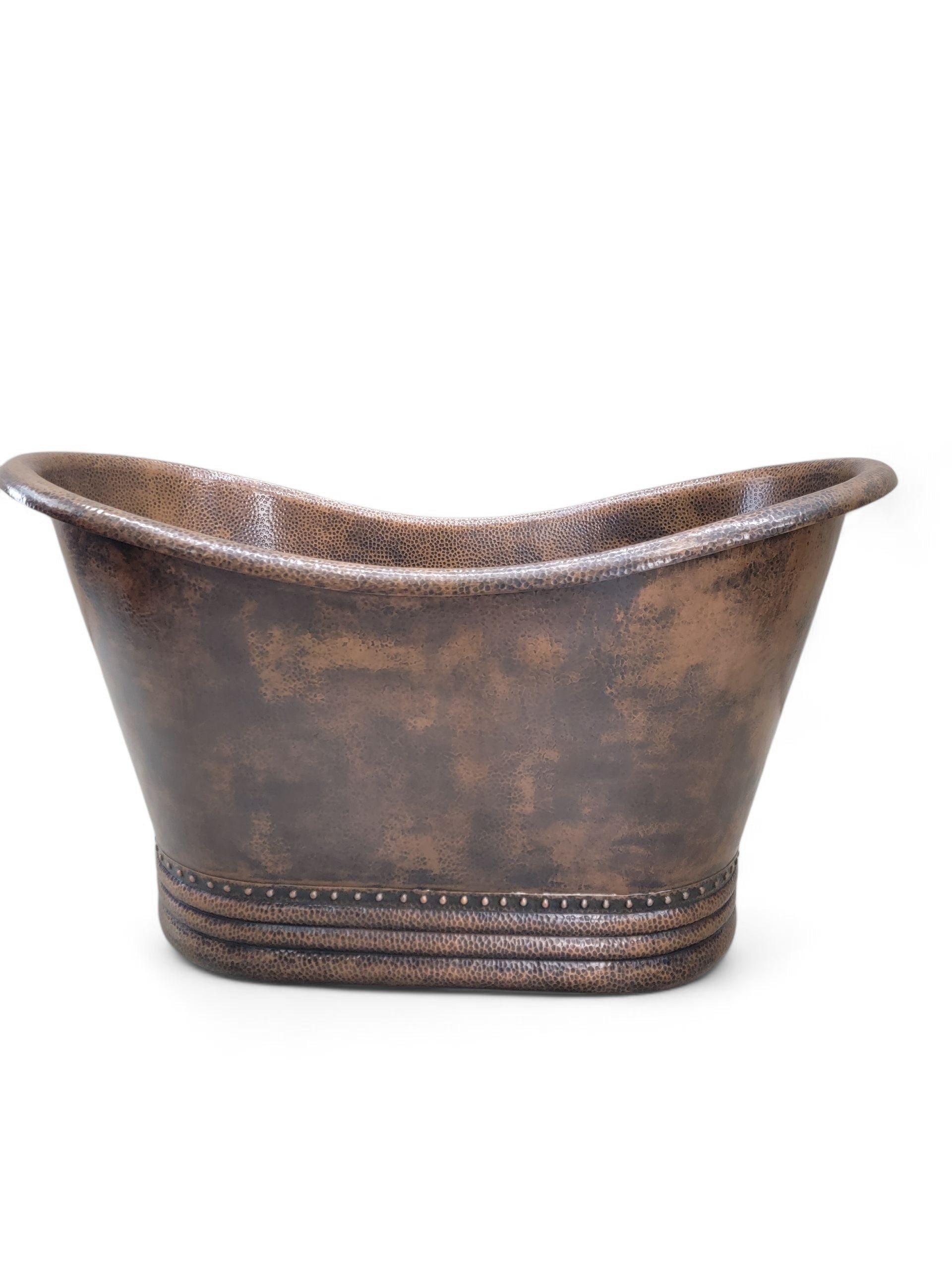Farmhouse Hammered Copper Free Standing Bath Soaking Tub