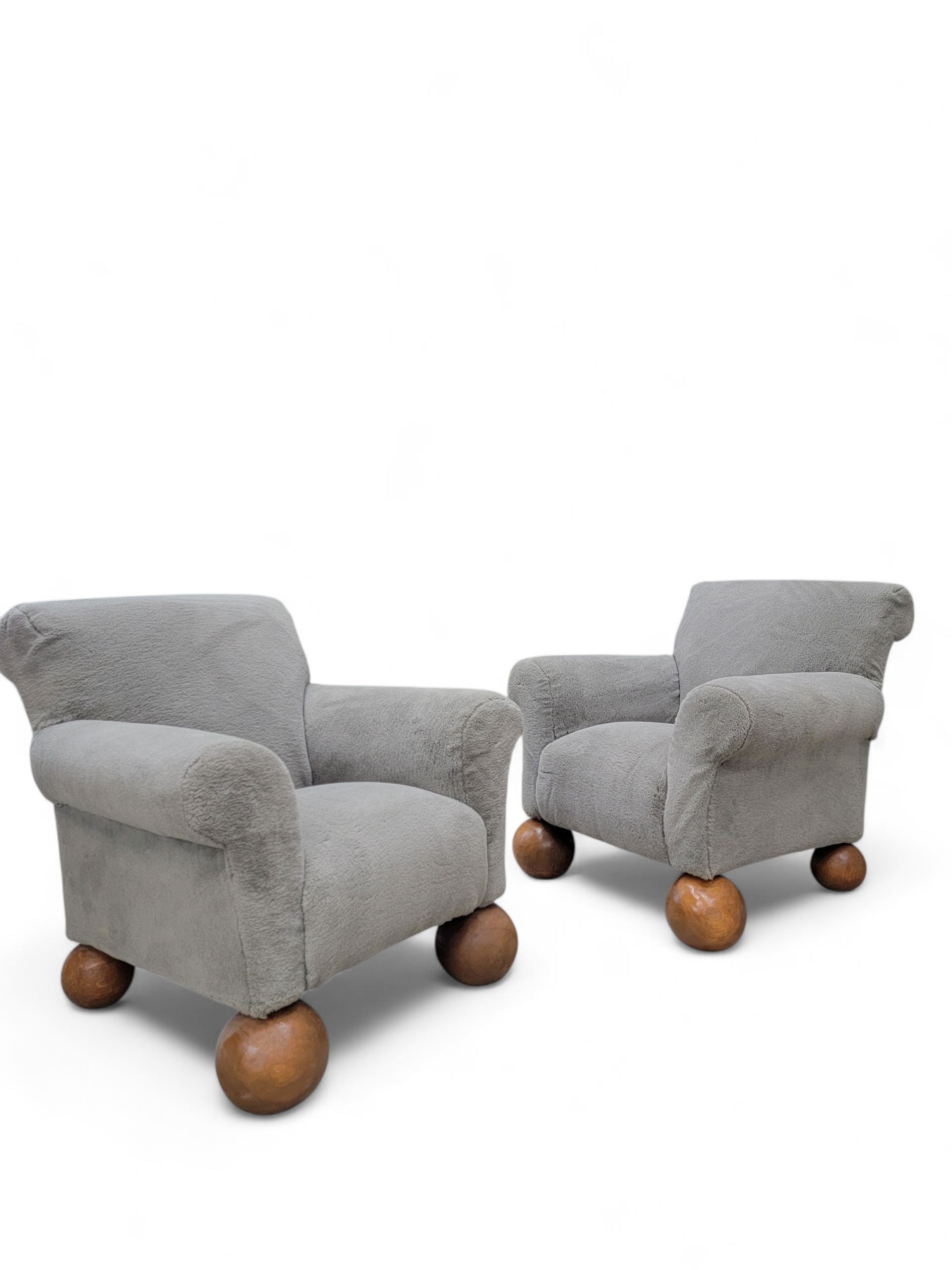 Vintage Teddy Bear Lounge Chairs Newly Reupholstered - Pair
