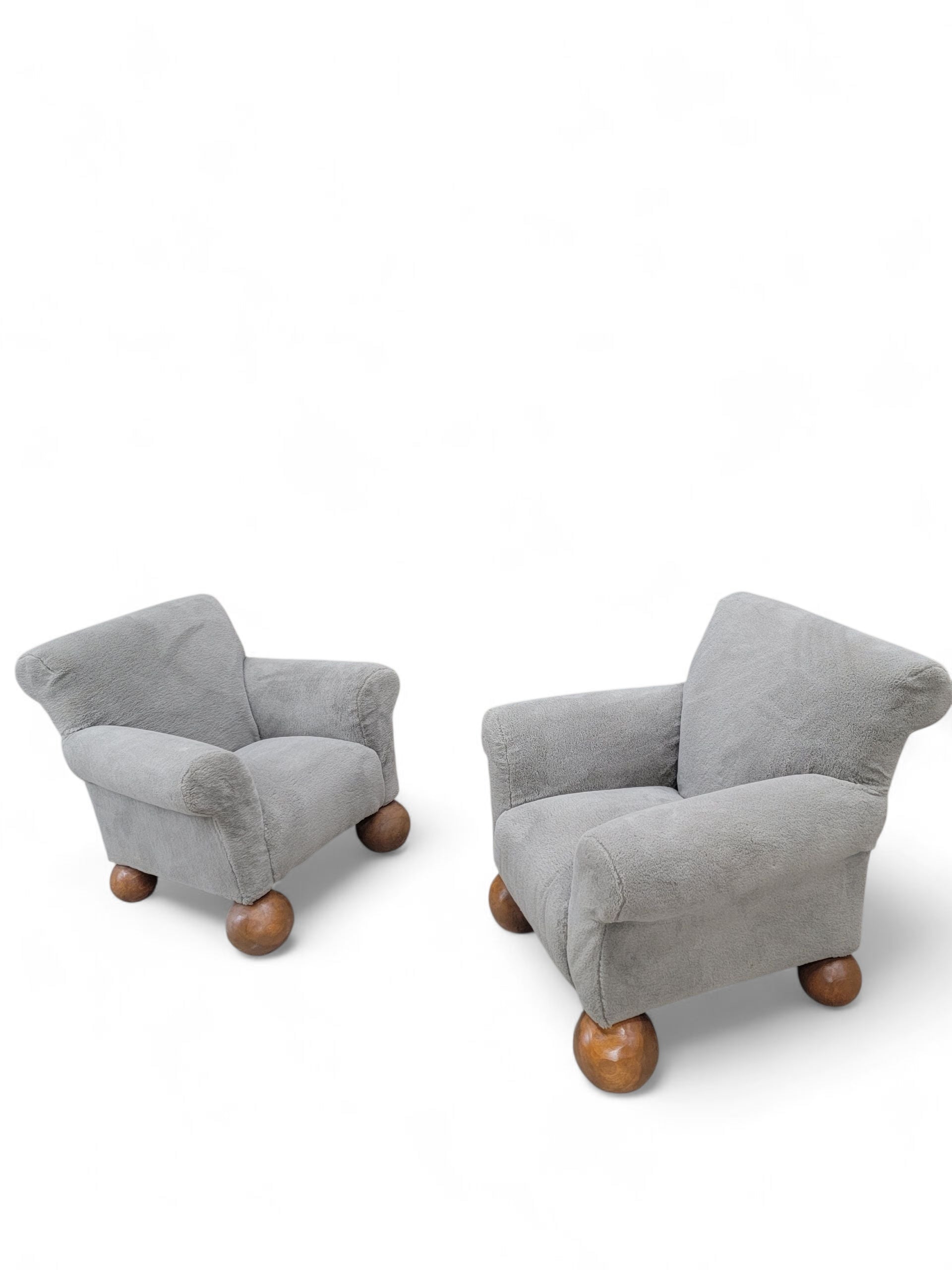 Vintage Teddy Bear Lounge Chairs Newly Reupholstered - Pair