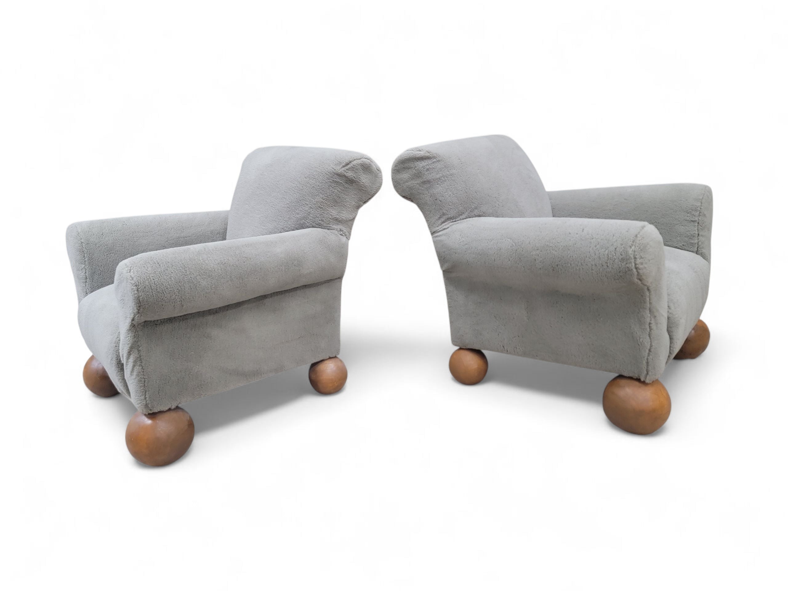 Vintage Teddy Bear Lounge Chairs Newly Reupholstered - Pair