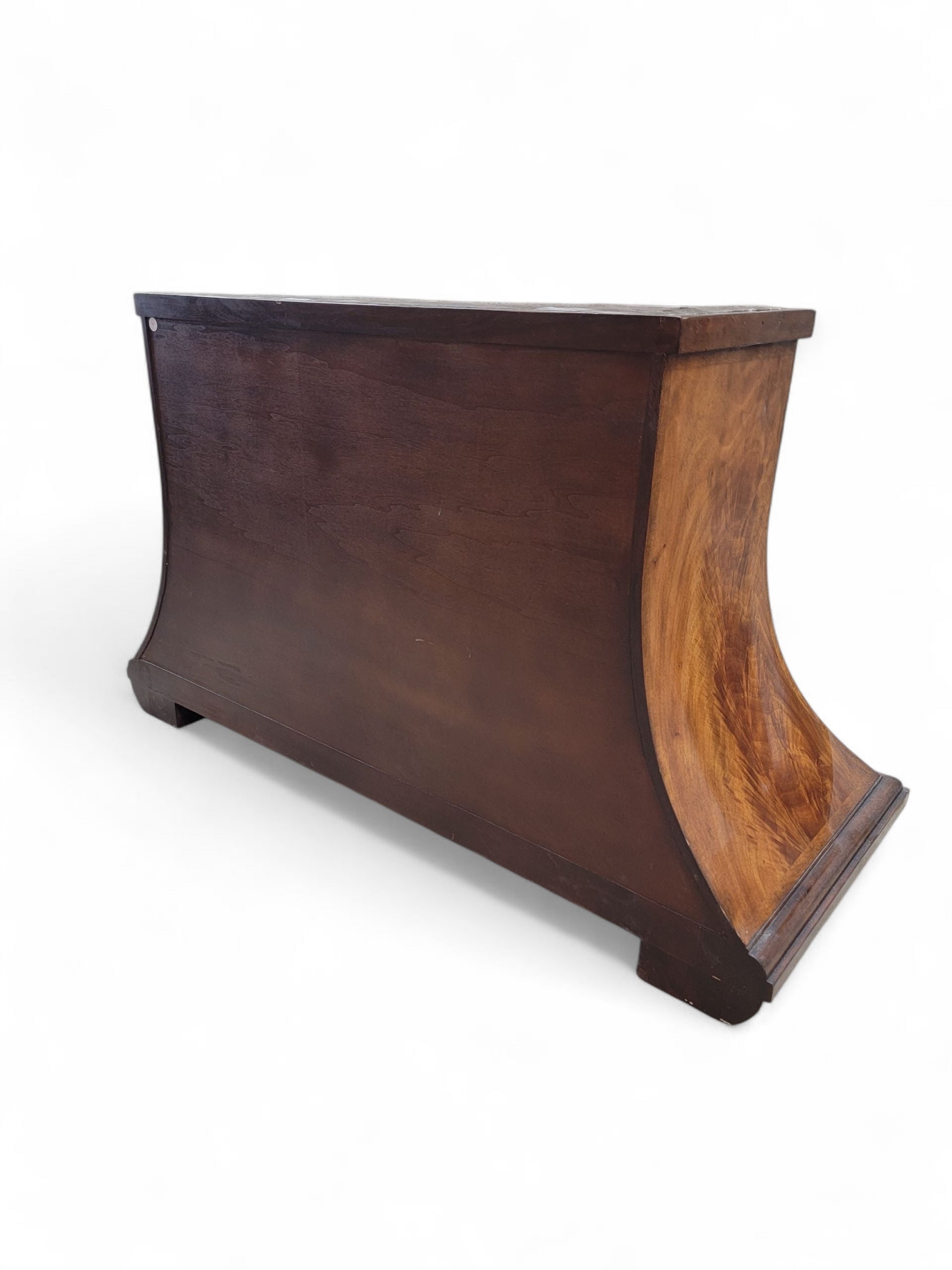 NEW - Vintage Set of Beautifully Crafted Arched Burl Walnut 4 Drawer Marble Top Monarch Dressers for Century Furniture - Set of 2