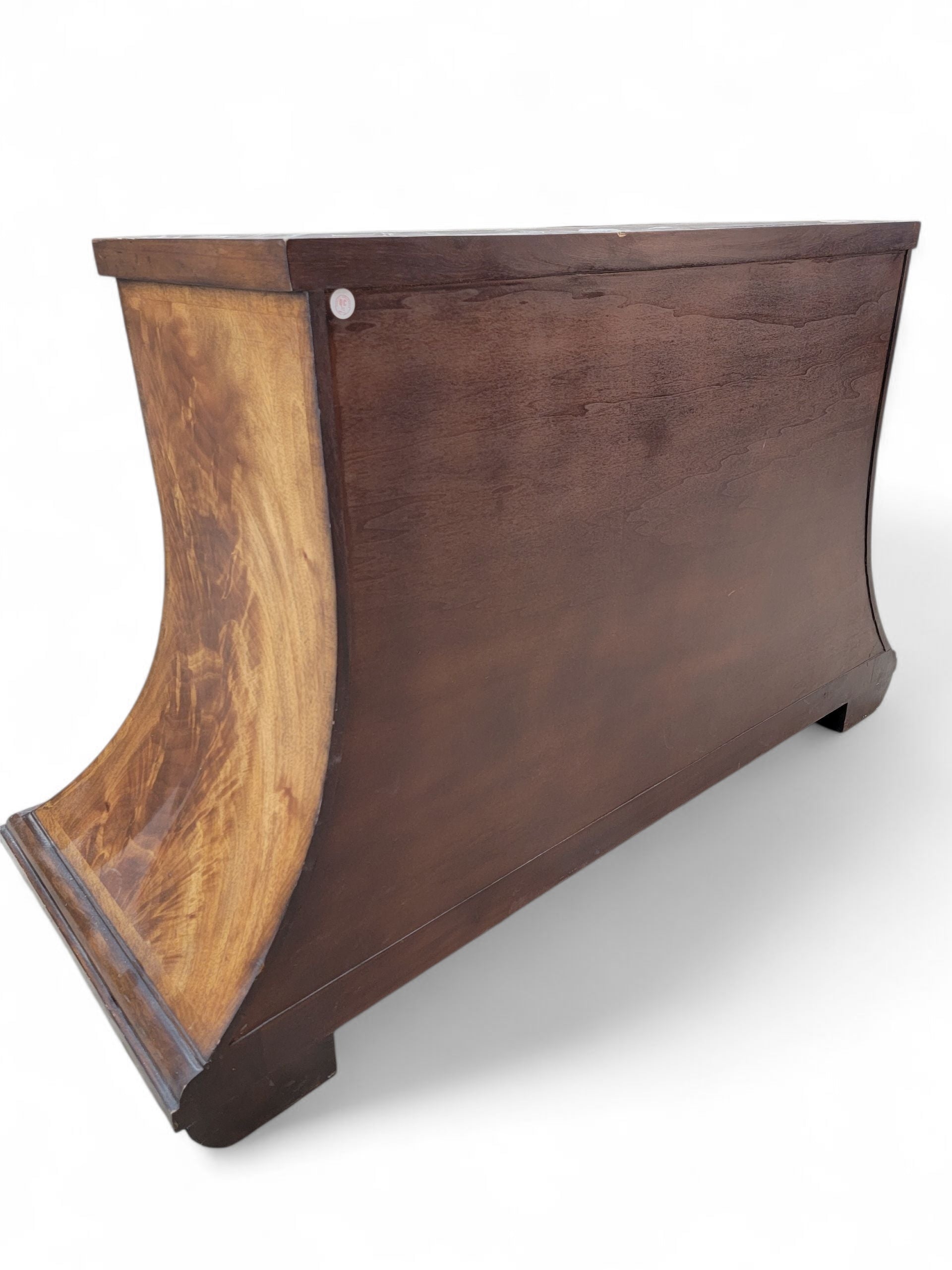 NEW - Vintage Set of Beautifully Crafted Arched Burl Walnut 4 Drawer Marble Top Monarch Dressers for Century Furniture - Set of 2