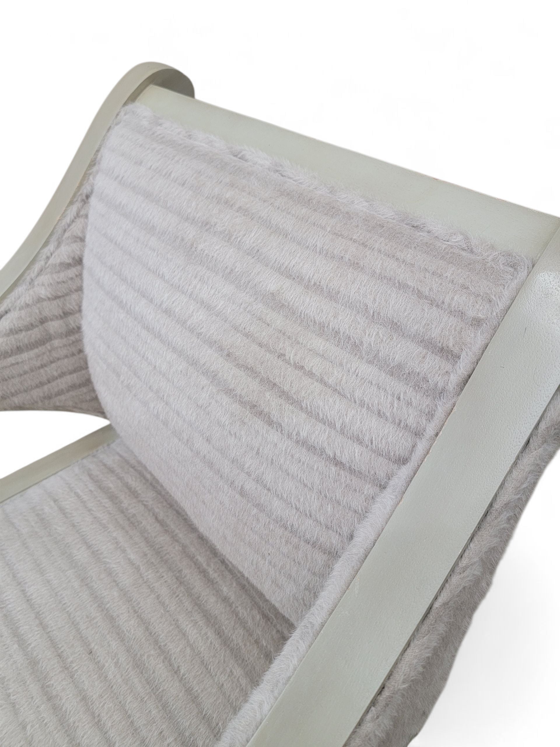 NEW - Vintage Pair of Painted Wood Gustavian Style Armchairs Newly Upholstered in Patterened Alpaca Cashmere - Set of 2