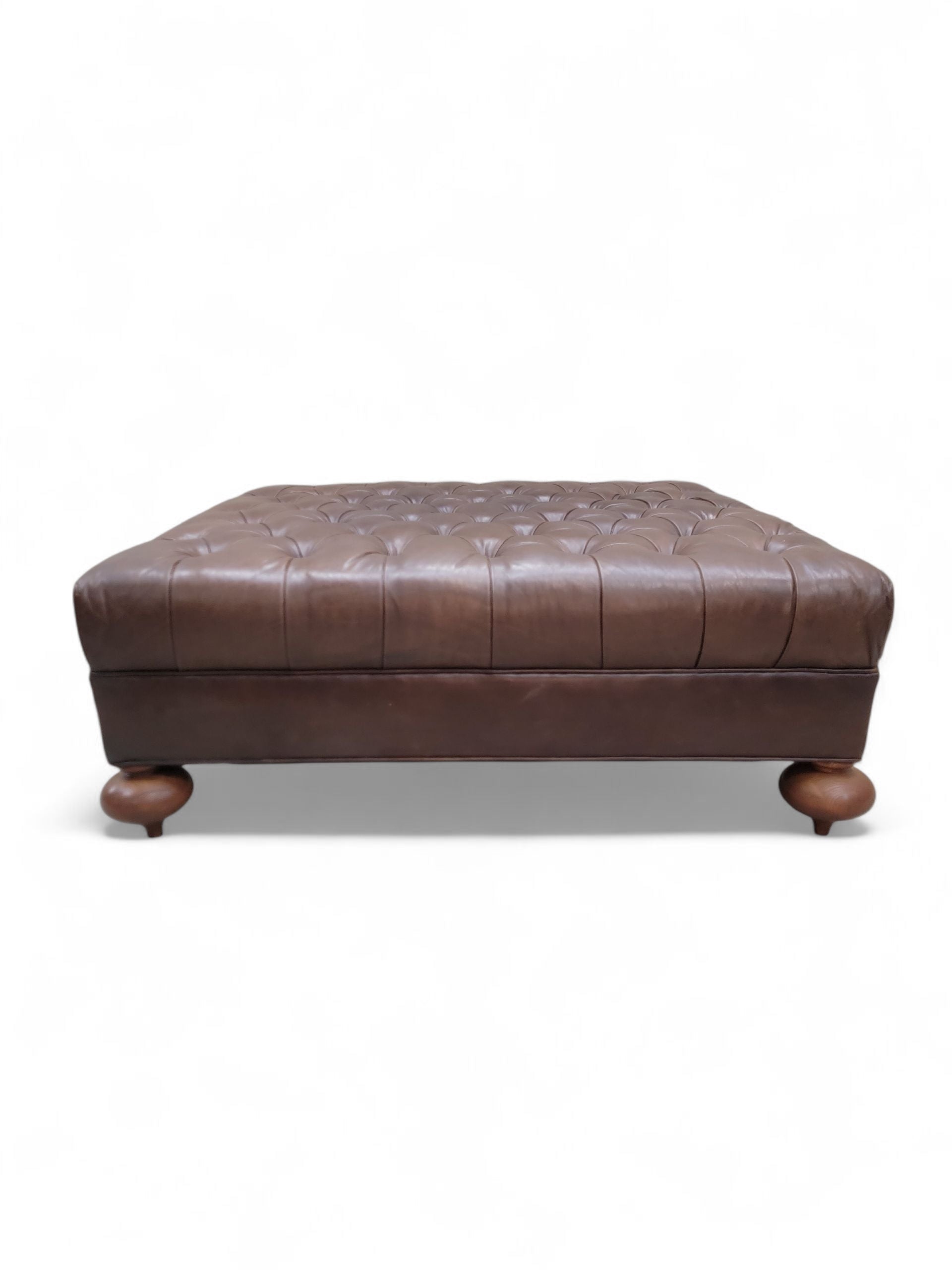Vintage Oversized Tufted Distressed Leather Ottoman