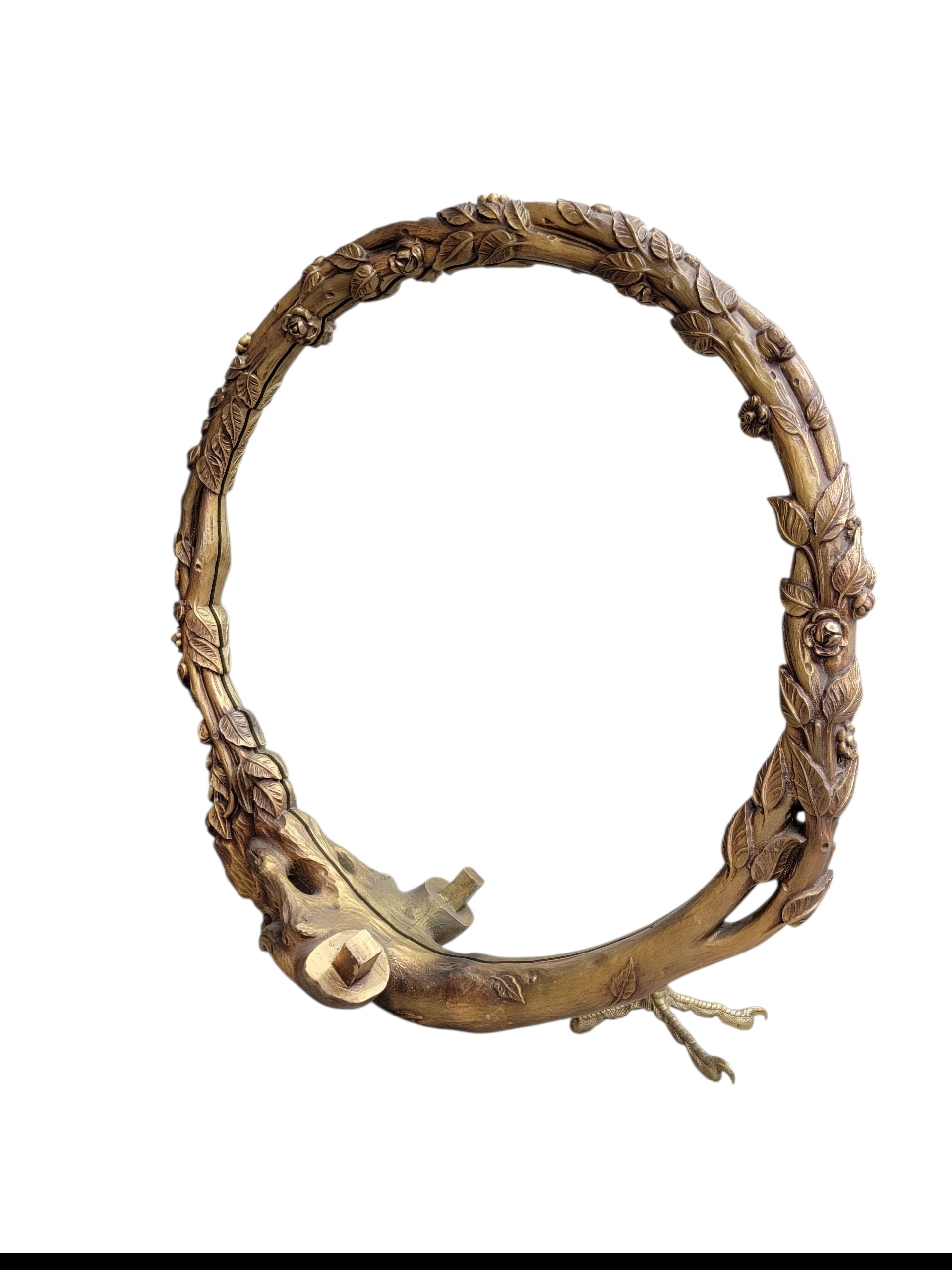 NEW - Italian Hollywood Regency Gilded Large Round Peacock Mirror