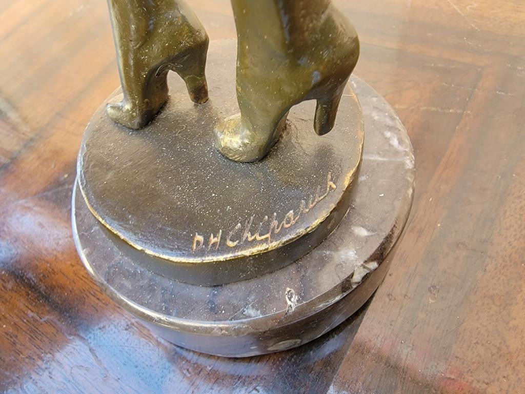 Art Deco D.H. Chiparus Signed Bronze Sculpture of "The Squall"