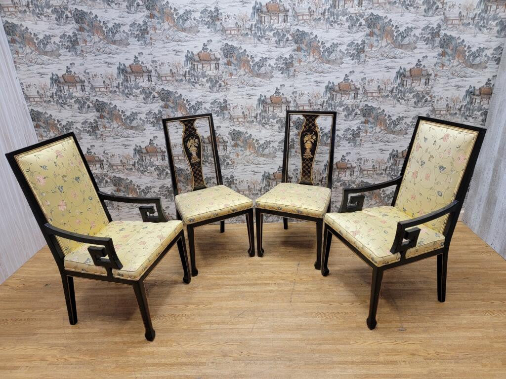 Hollywood Regency Asian Style Dining/Game Chairs by Karges - Set of 4
