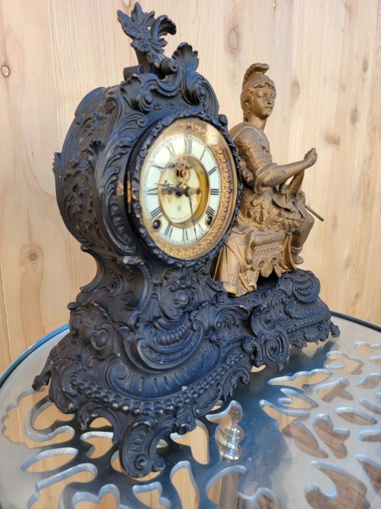 Antique "Commerce" Figural Mantel Clock by Ansonia Co.