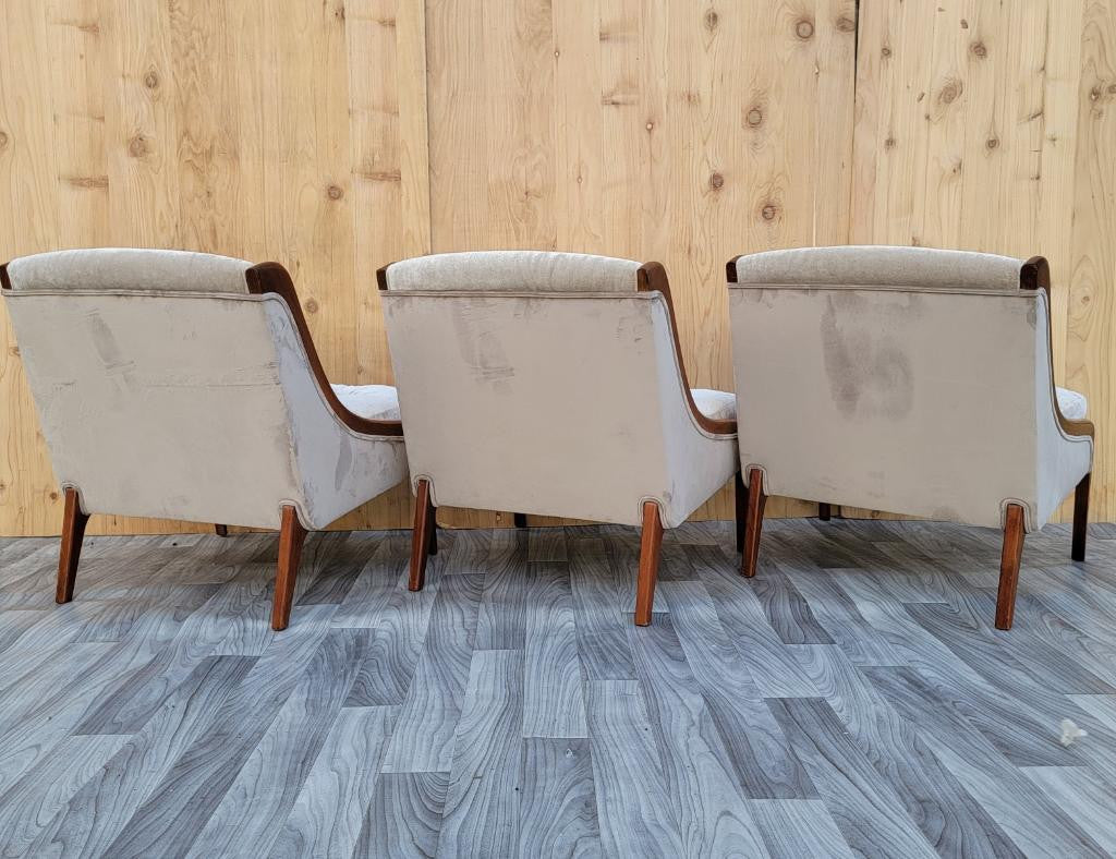 Mid Century Modern Ben Seibel Slipper Chairs Set Newly Upholstered - 3 Piece Set