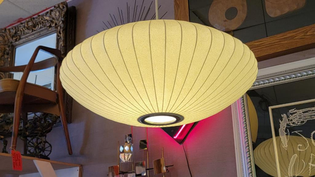 Mid Century Modern George Nelson Atomic Style Hanging Saucer Bubble Lamp