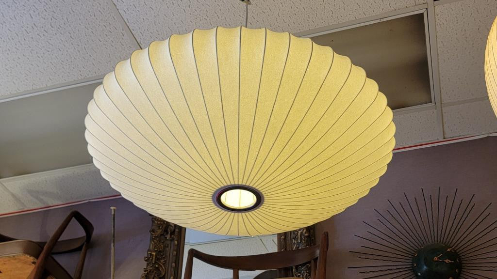 Mid Century Modern George Nelson Atomic Style Hanging Saucer Bubble Lamp