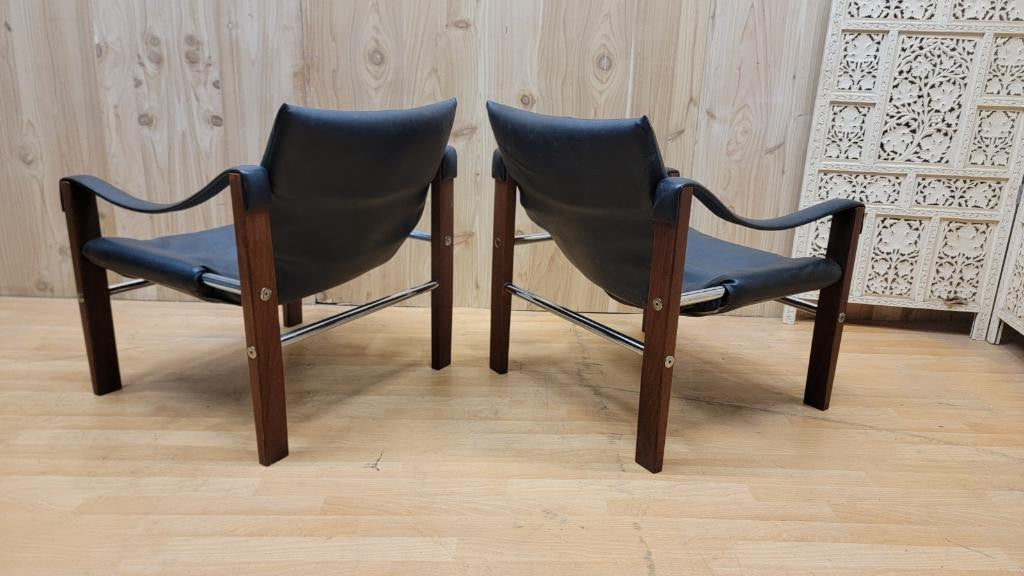 Mid Century Modern Maurice Burke "Safari" Lounge Chairs and Ottoman for Arkana - 3 Piece Set