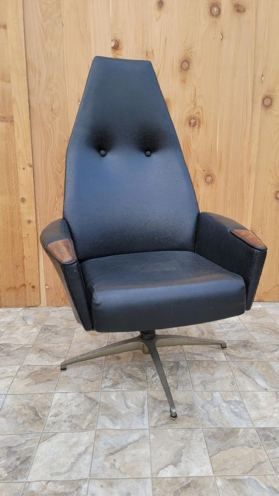 Mid Century Modern High Back Swivel Lounge Chair by Adrian Pearsall