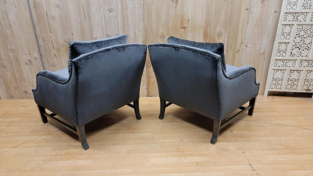 ON HOLD - Modern Club Chairs by Thomas O’Brien for Century Furniture in Grey Velvet - Pair
