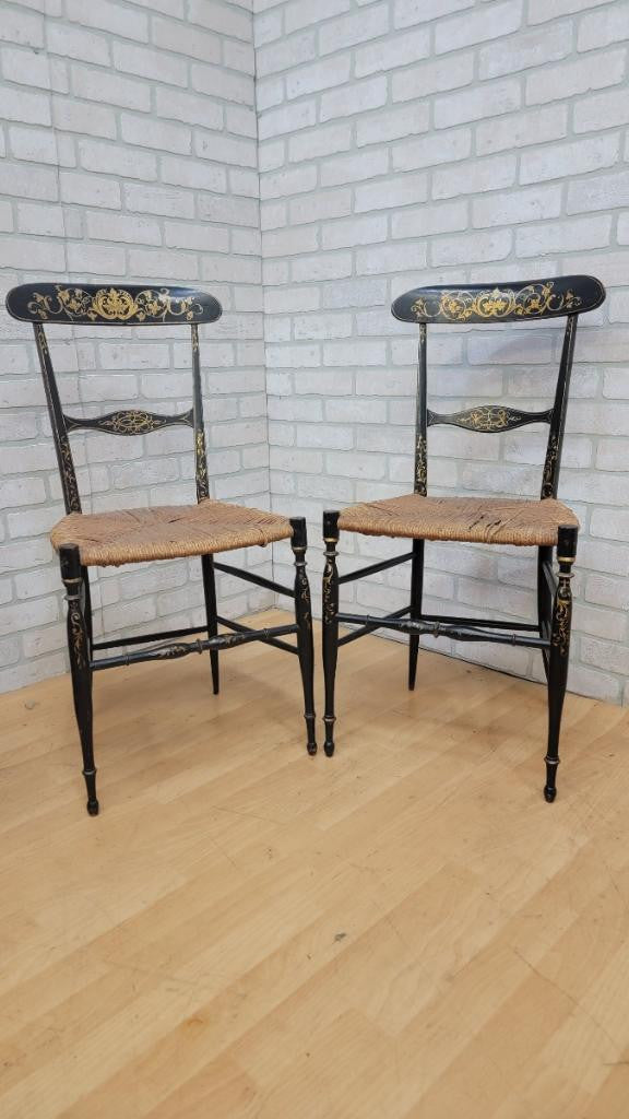 Antique Italian Walnut Side Chairs by Fratelli Levaggi & Giuseppe Gaetano Descalzi - Pair