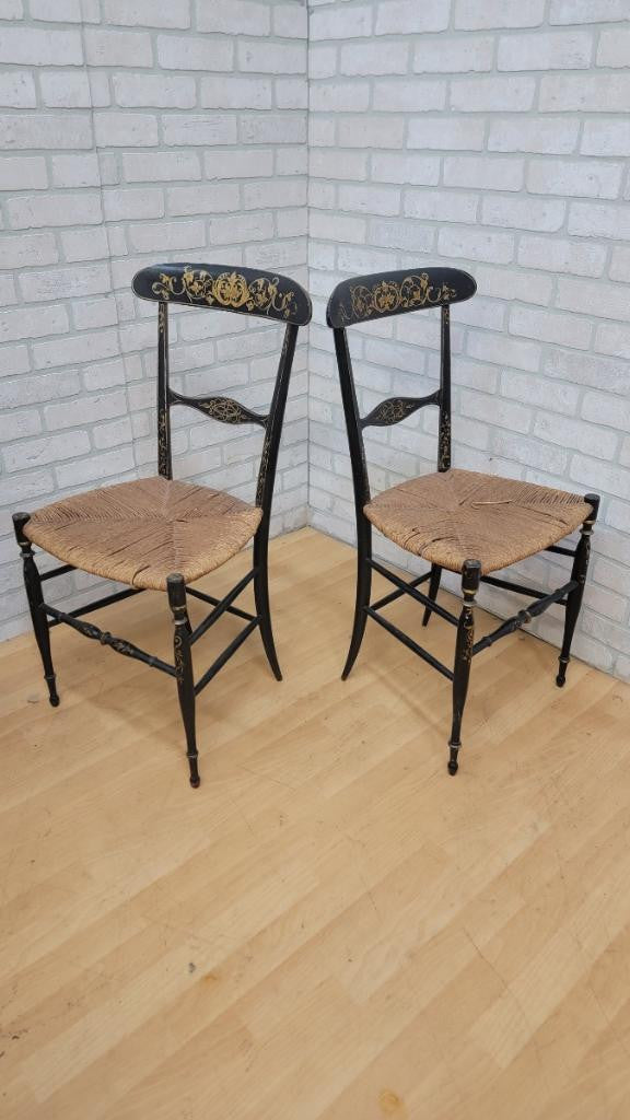 Antique Italian Walnut Side Chairs by Fratelli Levaggi & Giuseppe Gaetano Descalzi - Pair