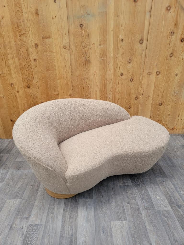 Vintage Modern Vladimir Kagan Style Petite Could Chaise Lounge Newly Upholstered in Beige Boucle