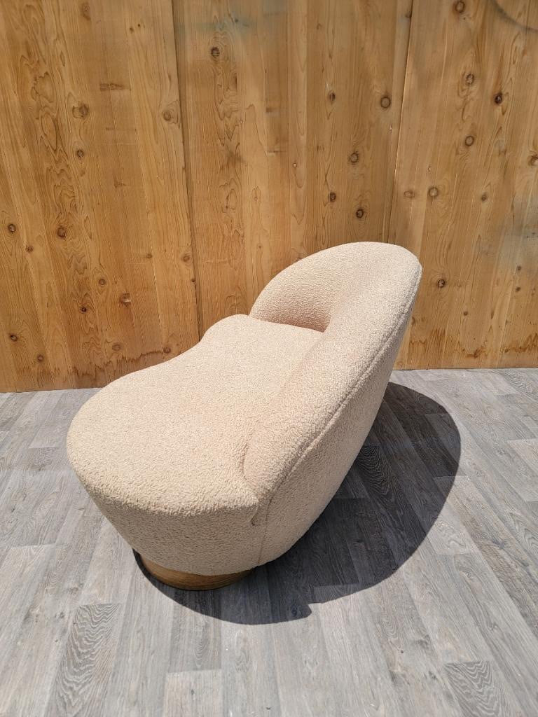 Vintage Modern Vladimir Kagan Style Petite Could Chaise Lounge Newly Upholstered in Beige Boucle